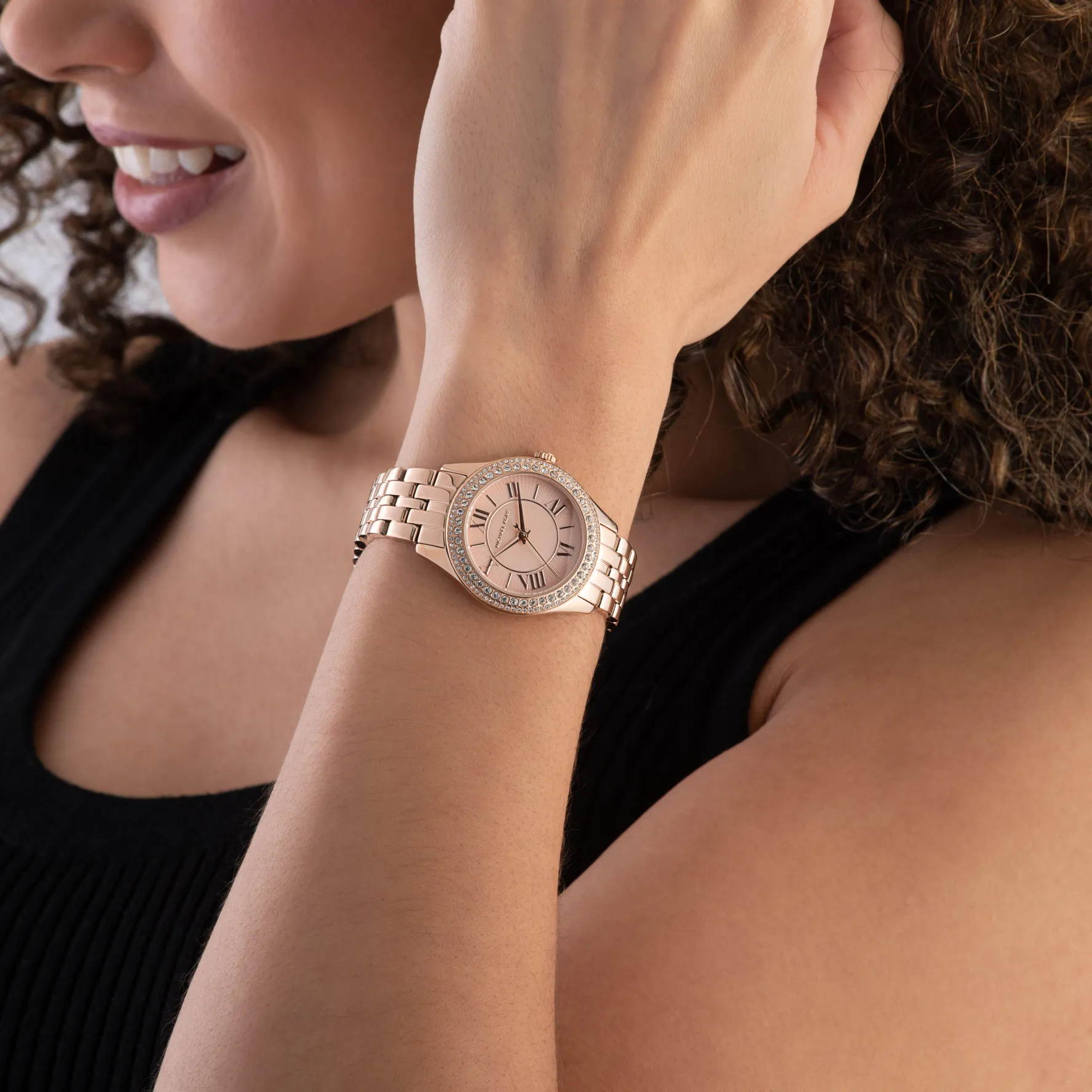 Michael Kors Harlowe 33mm Rose Gold Tone Crystal Ladies Watch