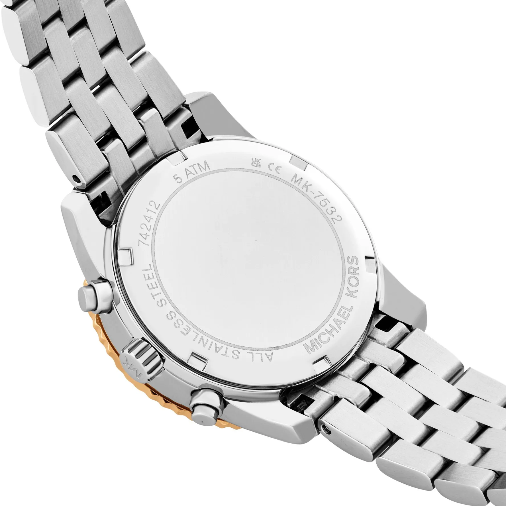 Michael Kors Mini Bryant 35mm Stainless Steel and Yellow Gold Tone Crystal Chronograph Ladies Watch