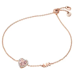 Michael Kors Rose Gold Tone Brilliance Heart Slider Bracelet