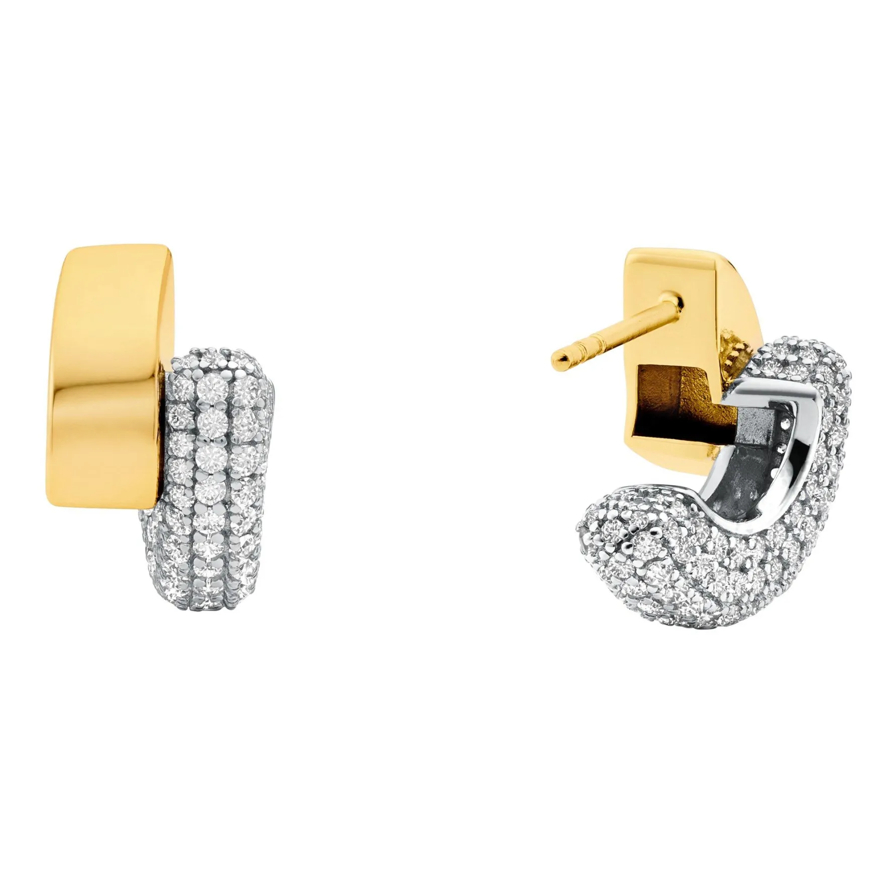 Michael Kors Silver and Yellow Gold Plated Cubic Zirconia Hoop Earrings