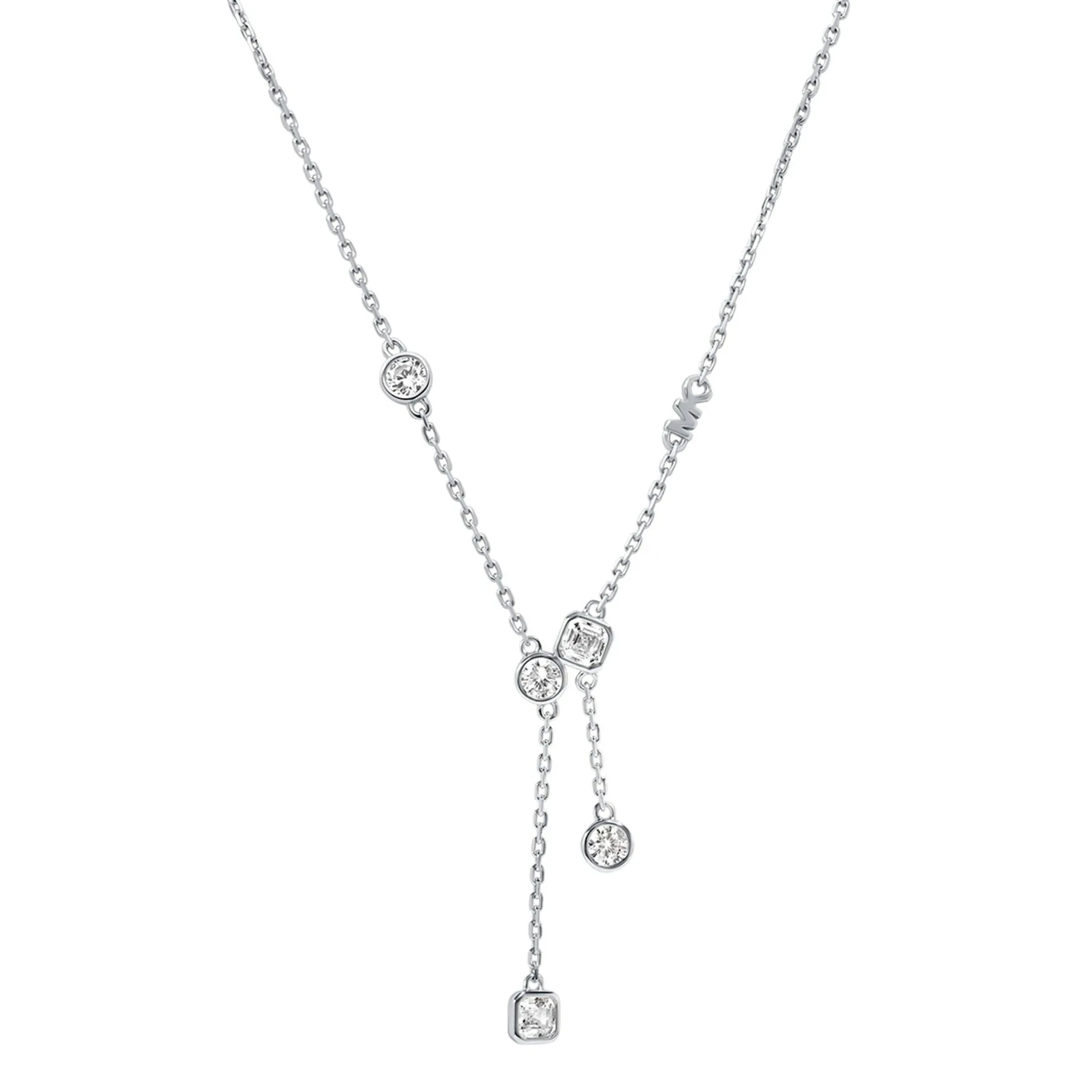 Michael Kors Silver Cubic Zirconia Drop Necklace