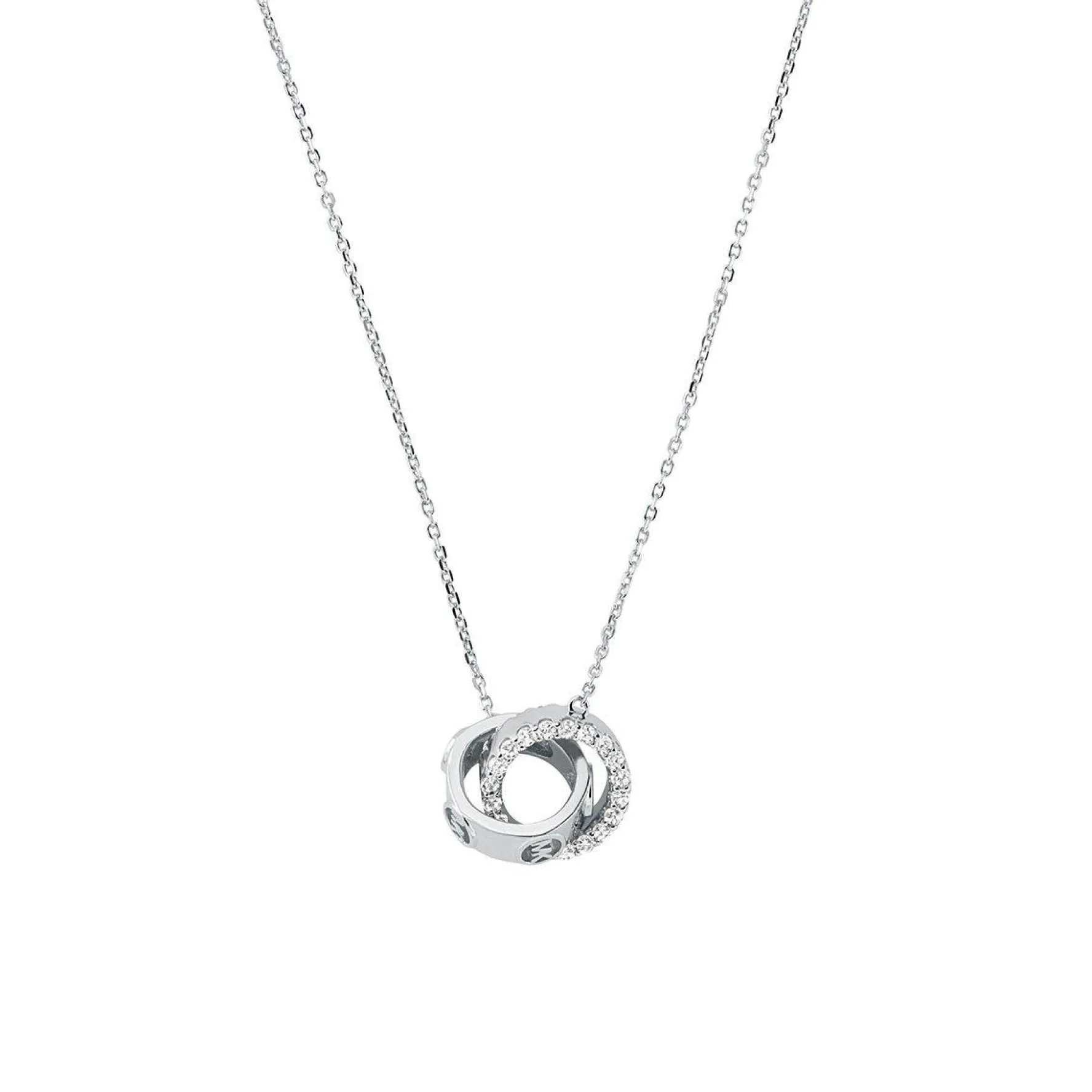 Michael Kors Silver Interlinking Circles Cubic Zirconia Pendant