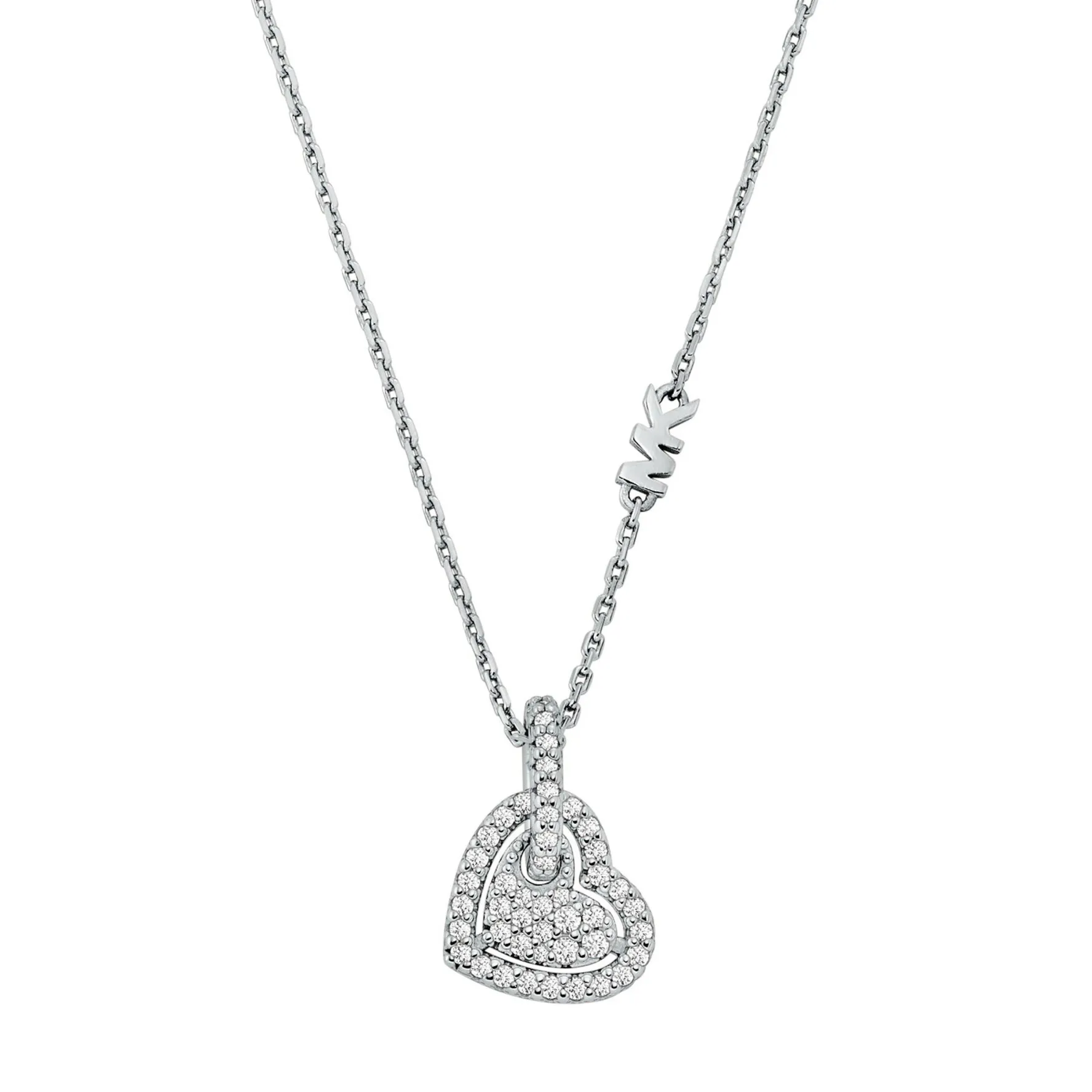 Michael Kors Silver Pave Heart Pendant