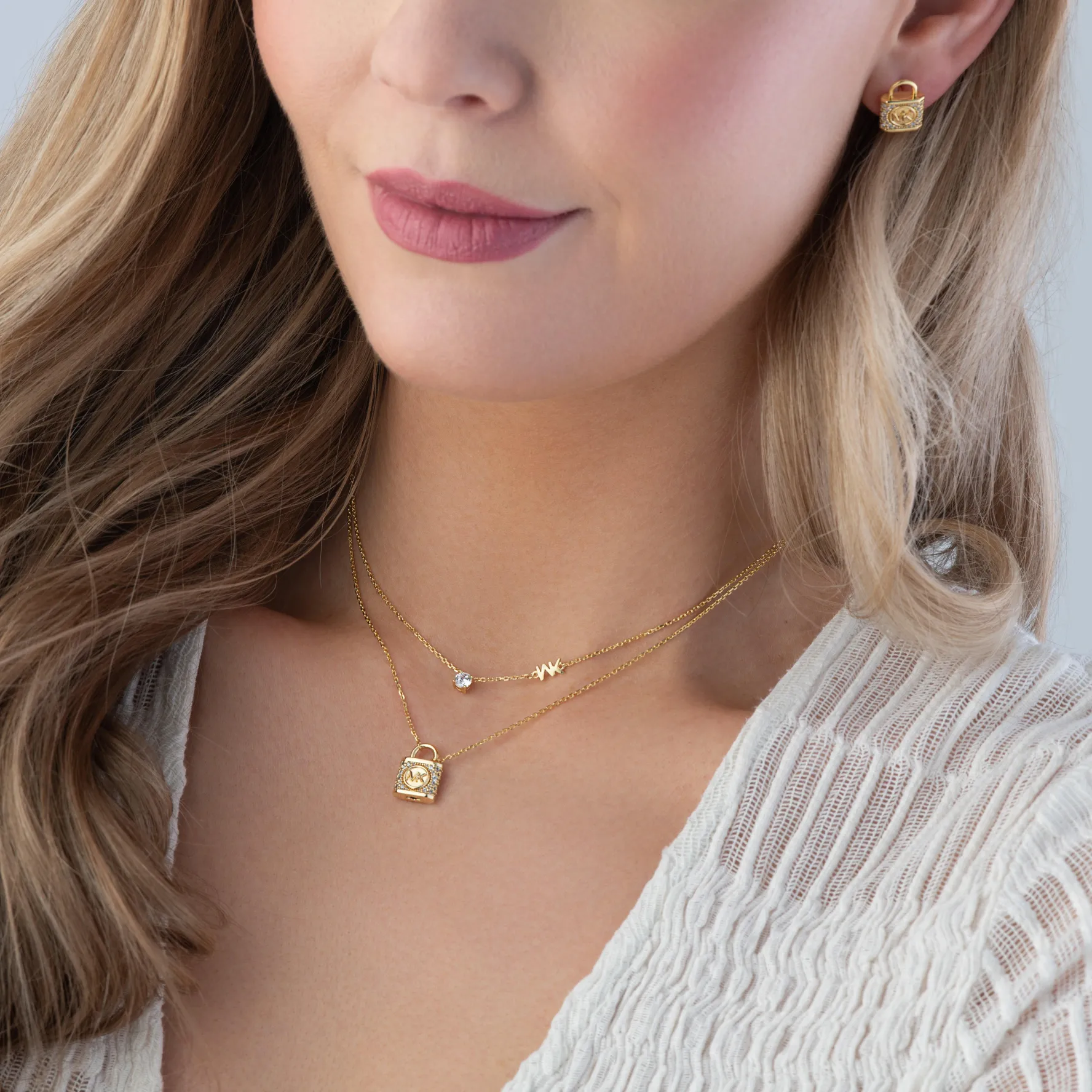 Michael Kors Yellow Gold Plated Cubic Zirconia Stud Earrings