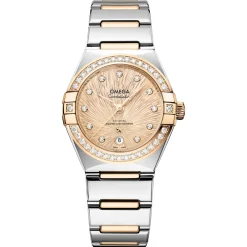 OMEGA Constellation 29mm Stainless Steel and 18K Moonshine Gold Diamond Ladies Watch