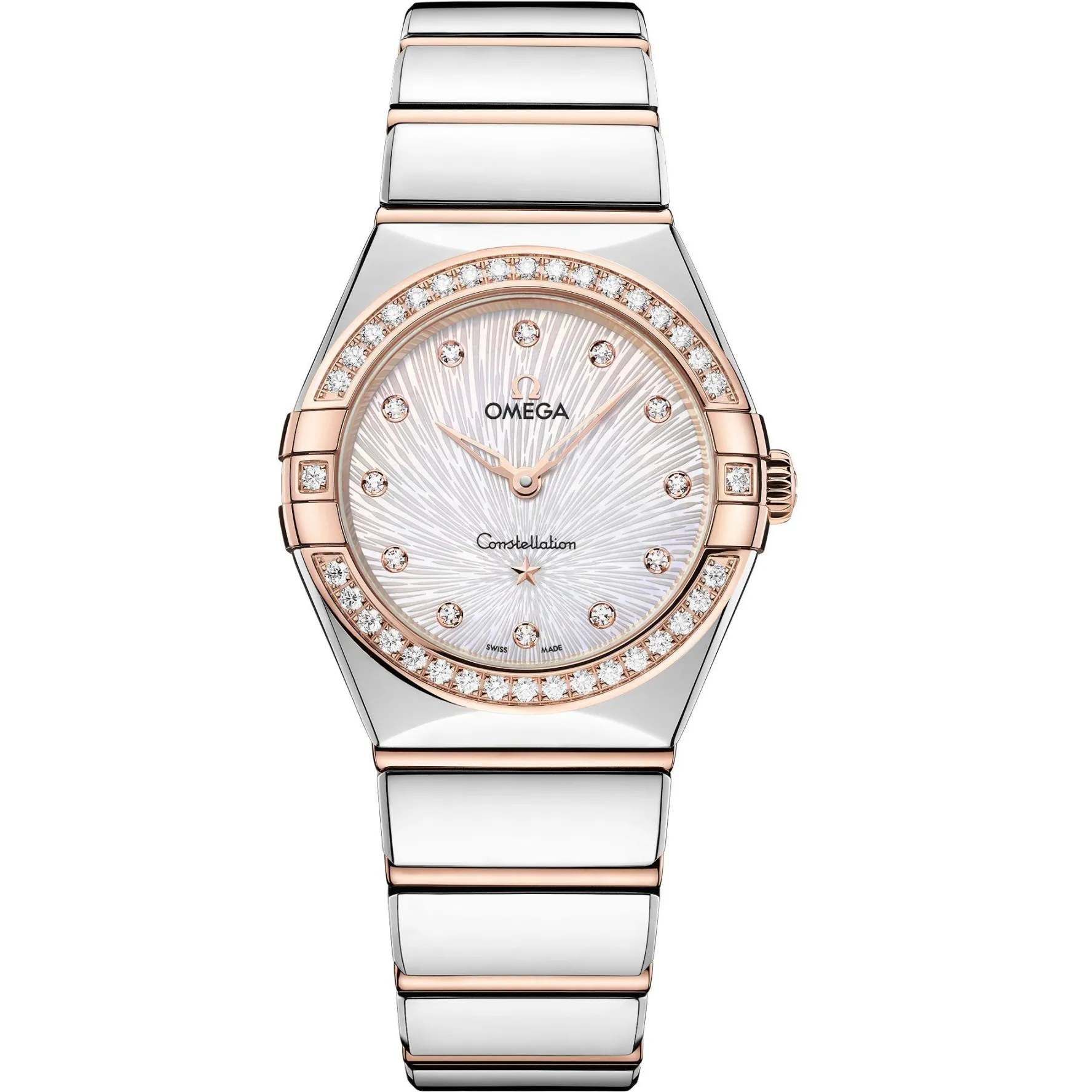 OMEGA Constellation 28mm Stainless Steel and 18K Sedna Gold Diamond Ladies Watch
