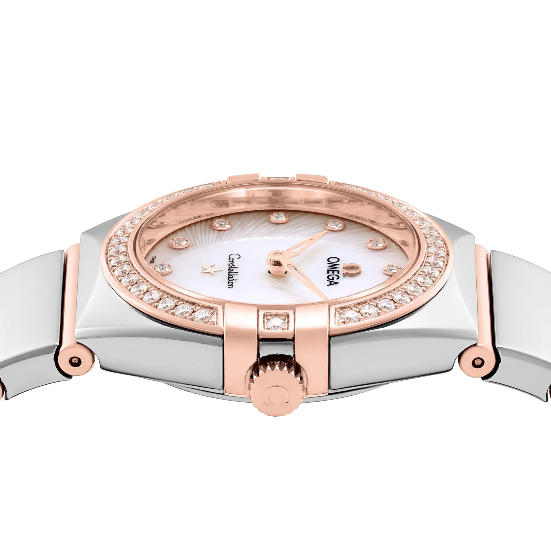 OMEGA Constellation 28mm Stainless Steel and 18K Sedna Gold Diamond Ladies Watch