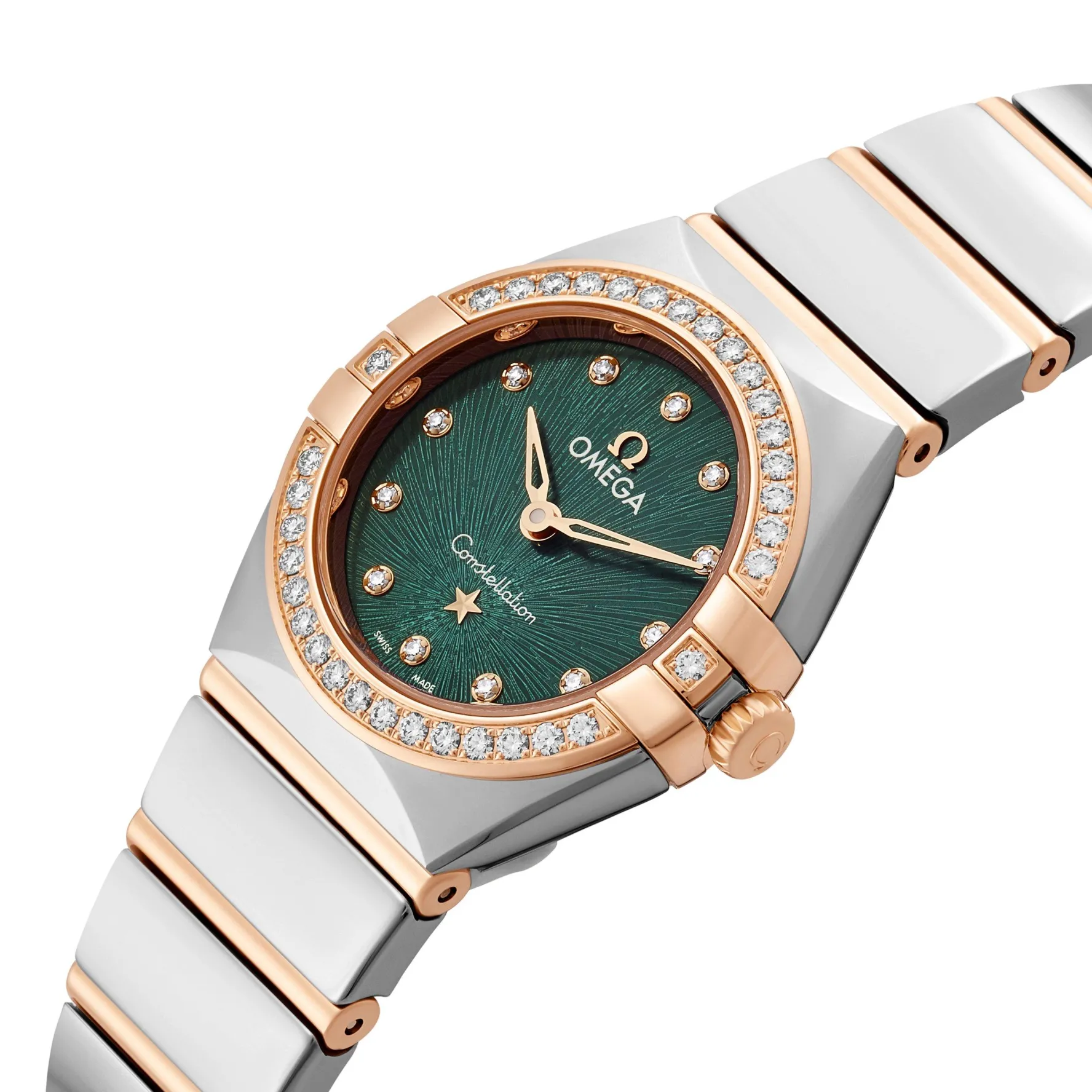 OMEGA Constellation 25mm Stainless Steel and Moonshine Gold Diamond Ladies Watch