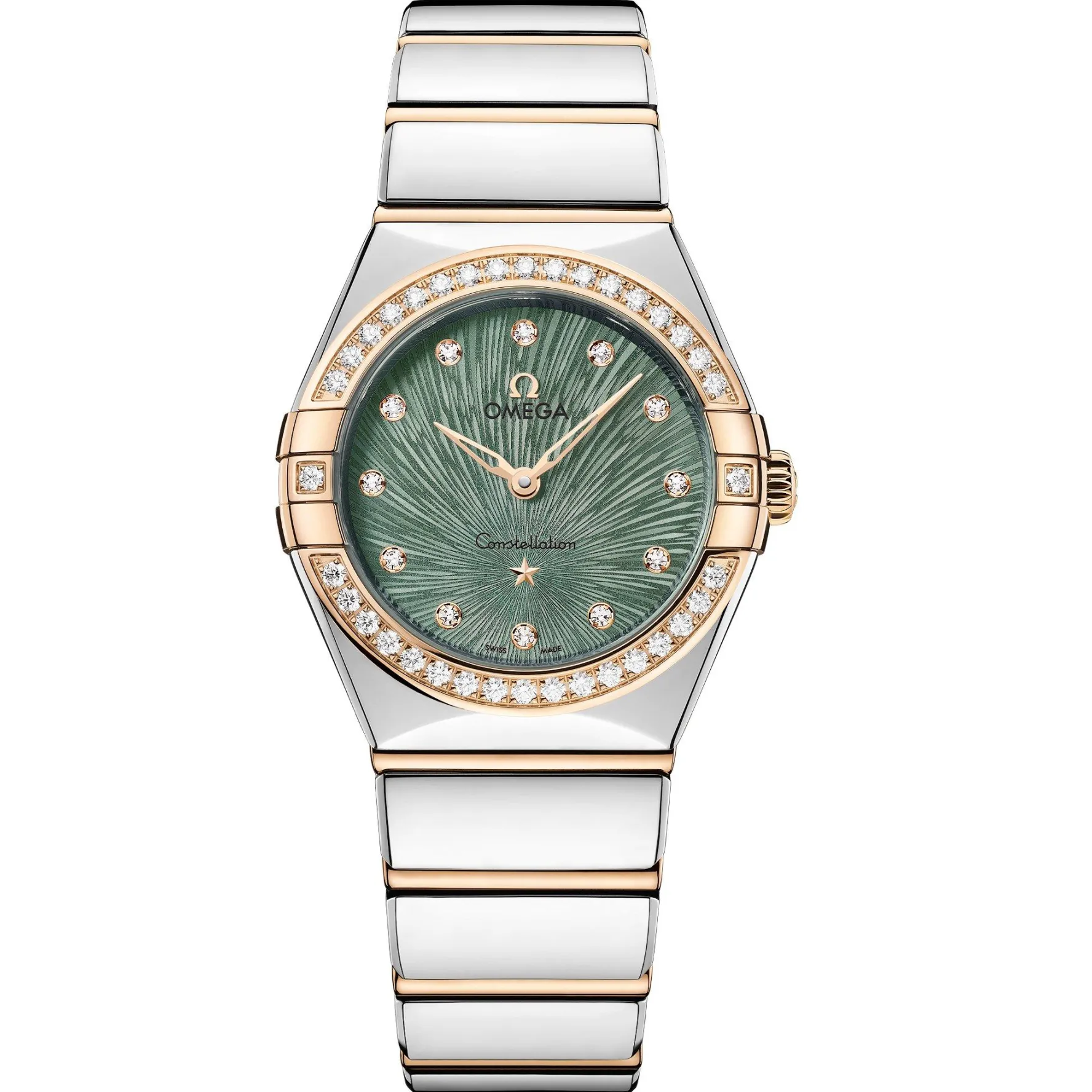 OMEGA Constellation 28mm Stainless Steel and Moonshine Gold Diamond Ladies Watch