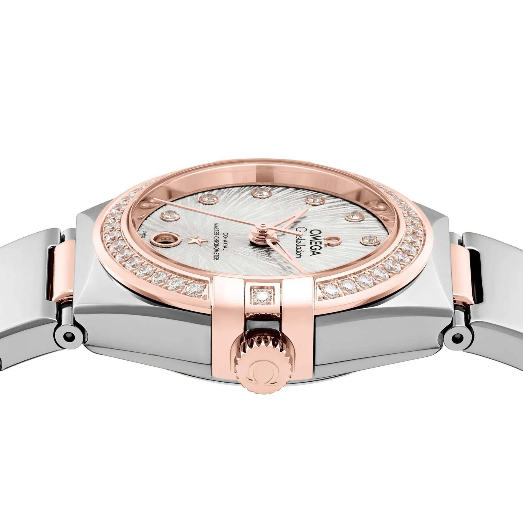 OMEGA Constellation 29mm Stainless Steel and 18K Sedna Gold Diamond Ladies Watch