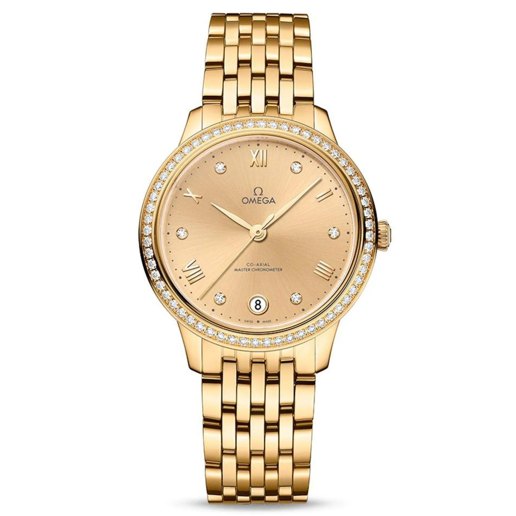 OMEGA De Ville Prestige 34mm 18K Yellow Gold Diamond Automatic Ladies Watch