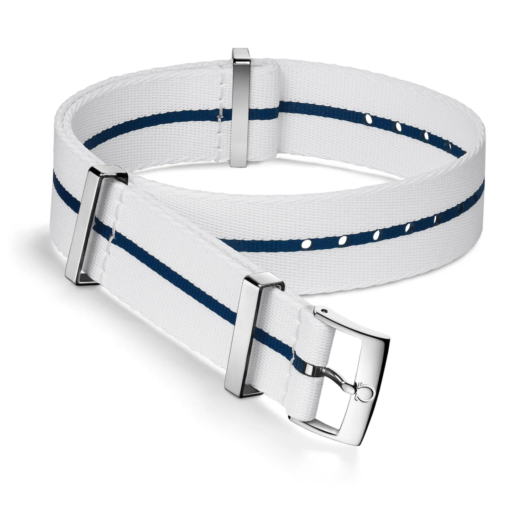 OMEGA Nato Polyamide White and Blue Stripe Watch Strap