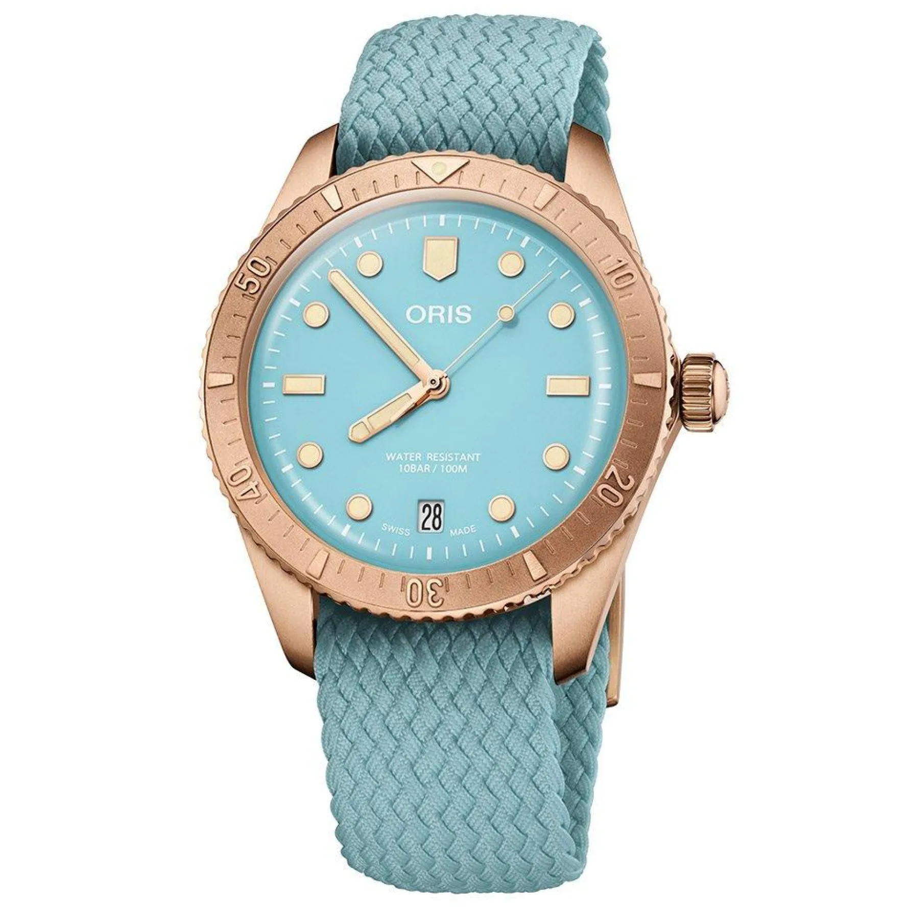 Oris Divers Sixty-Five 'Cotton Candy' Bronze 38mm Blue Perlon Strap Automatic Watch