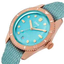 Oris Divers Sixty-Five 'Cotton Candy' Bronze 38mm Blue Perlon Strap Automatic Watch