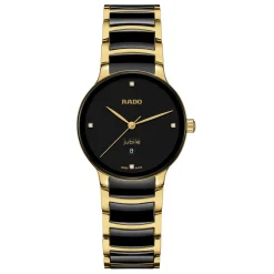 Rado Centrix 30.5mm High-Tech Ceramic and Yellow Gold PVD Diamond Ladies Watch