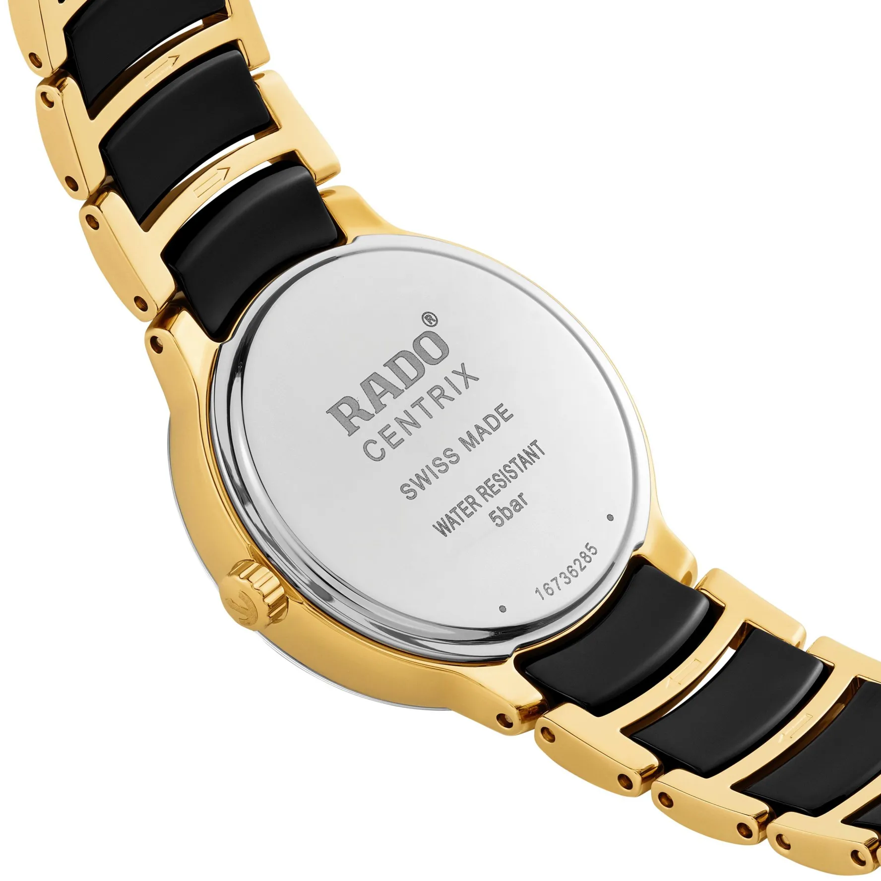 Rado Centrix 30.5mm High-Tech Ceramic and Yellow Gold PVD Diamond Ladies Watch