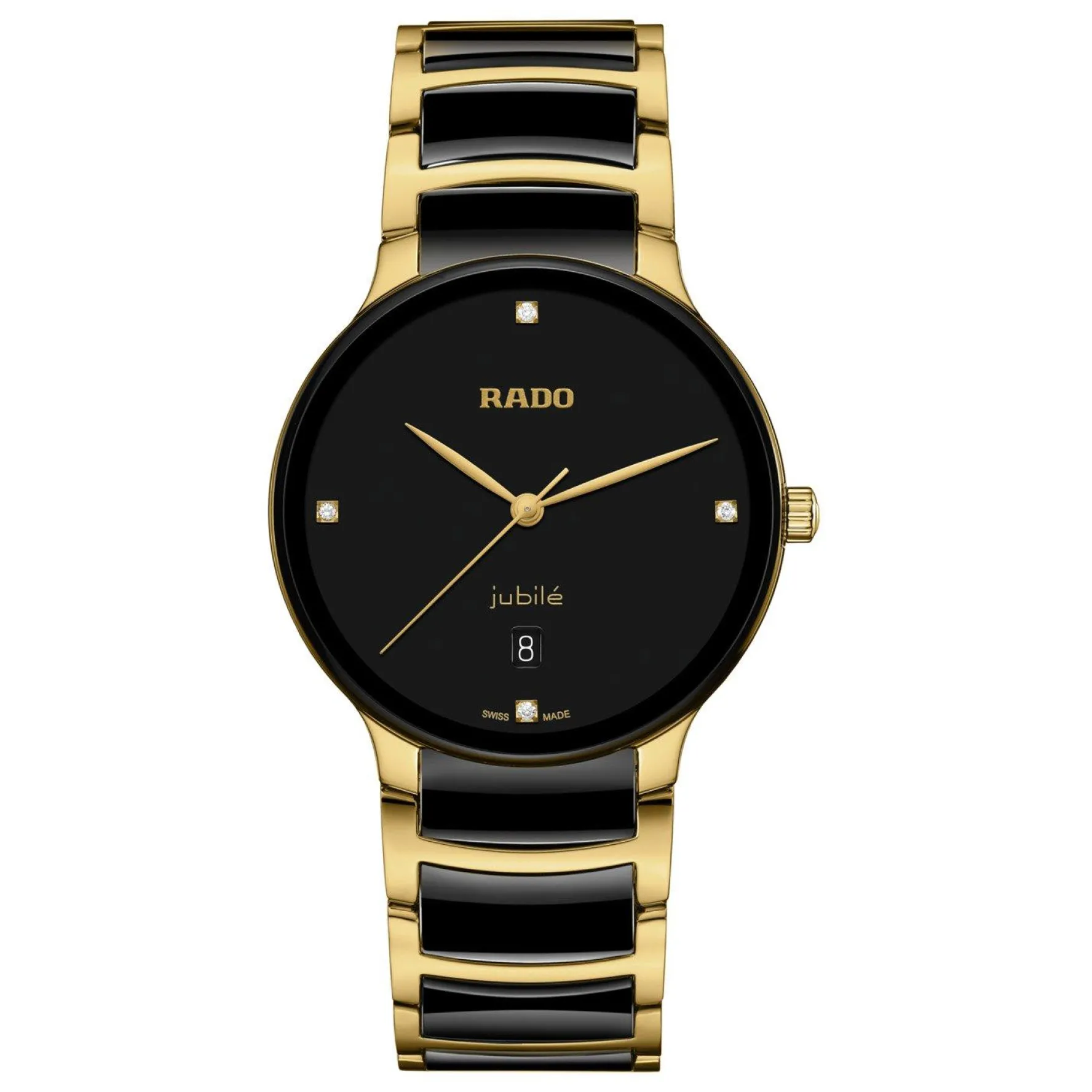 Rado Centrix 39.5mm High-Tech Ceramic and Yellow Gold PVD Diamond Watch