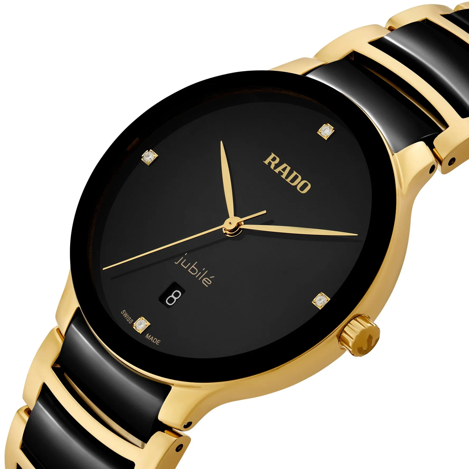Rado Centrix 39.5mm High-Tech Ceramic and Yellow Gold PVD Diamond Watch