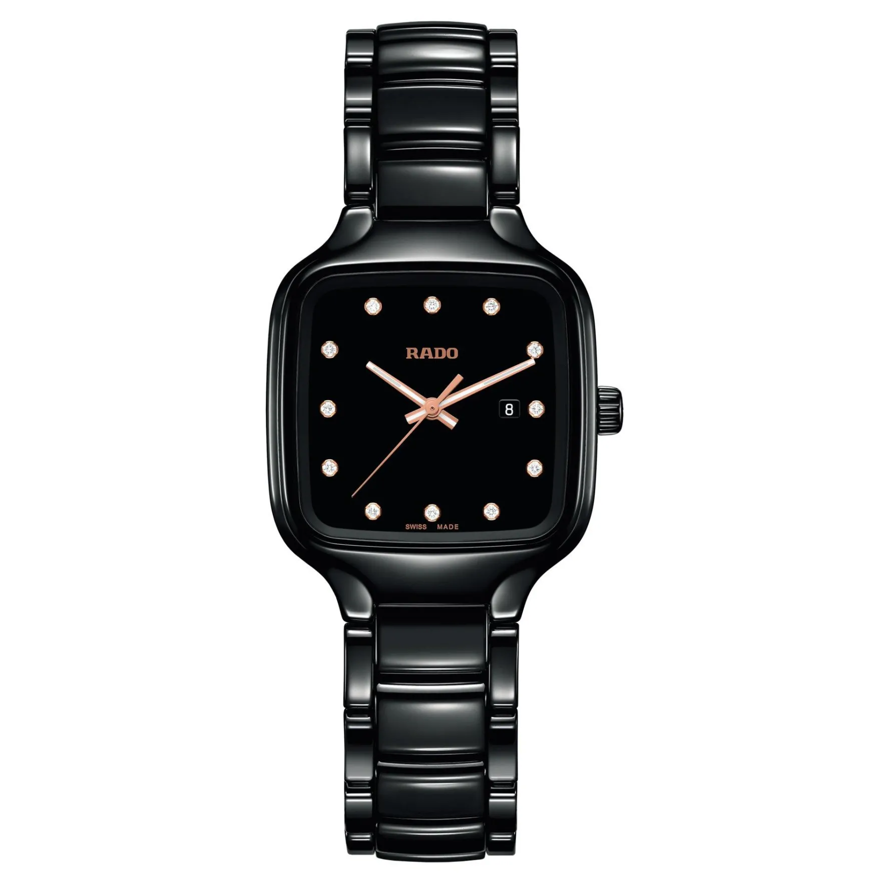Rado True Square 29mm High-Tech Ceramic Diamond Ladies Watch