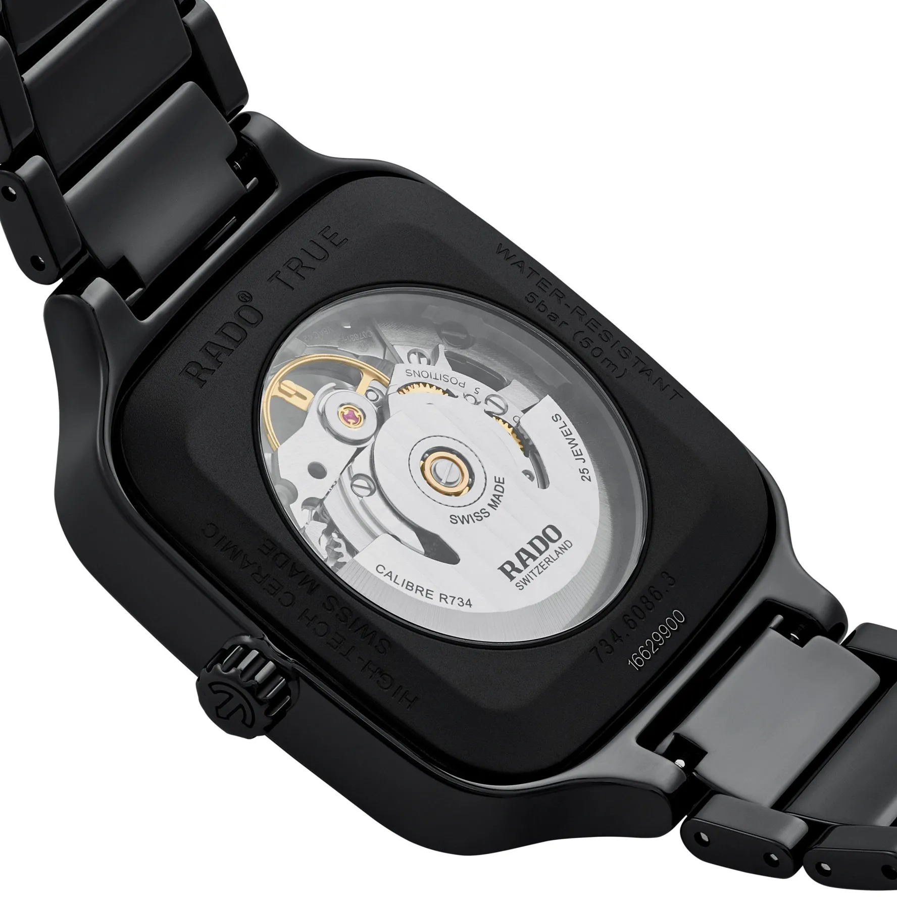 Rado True Square 38mm High-Tech Ceramic Skeleton Automatic Watch