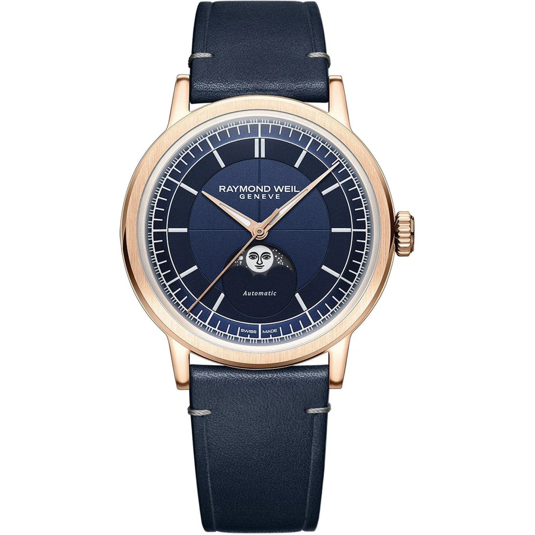 Raymond Weil Millesime Automatic Moon Phase 39.5mm Rose Gold PVD Men’s Watch