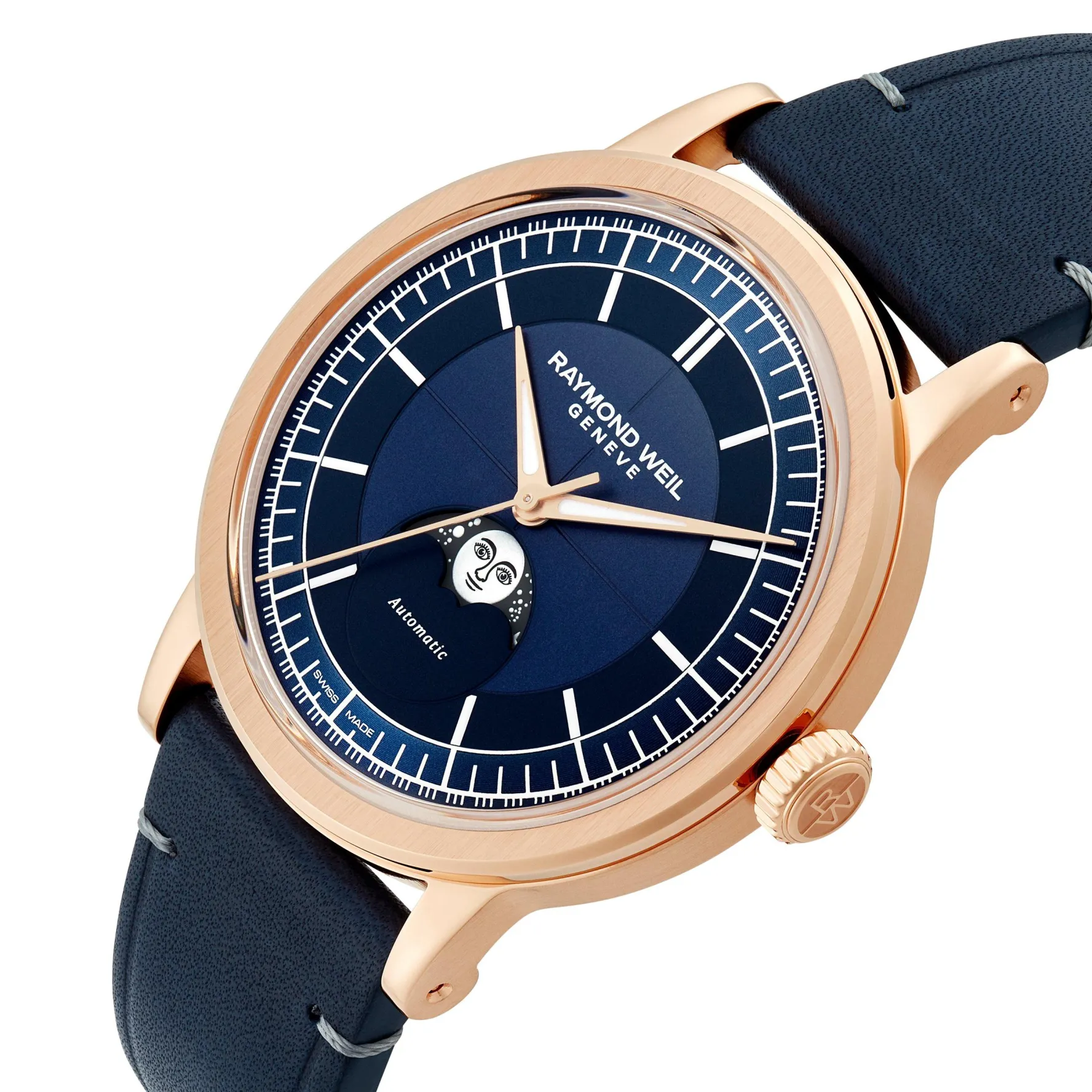 Raymond Weil Millesime Automatic Moon Phase 39.5mm Rose Gold PVD Men’s Watch