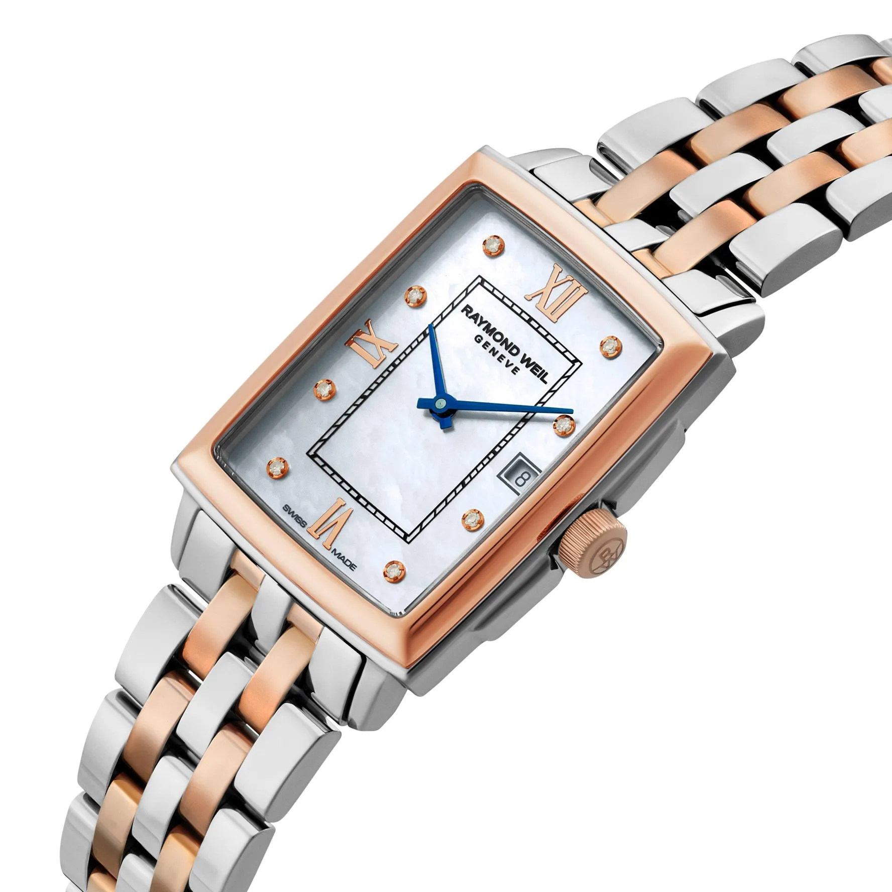 Raymond Weil Toccata 28mm Stainless Steel and Rose Gold PVD Diamond Diamond Ladies Watch