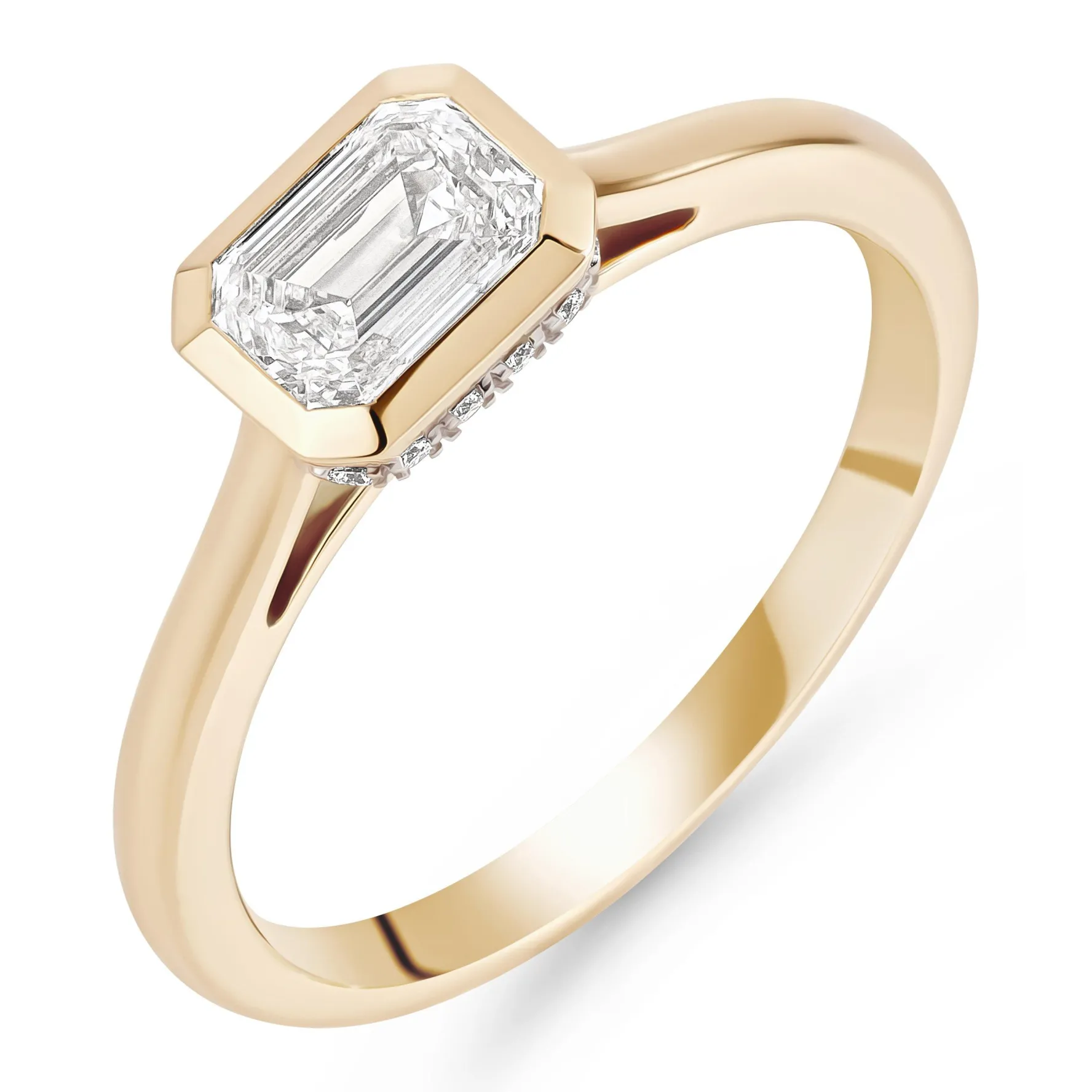Royal Asscher 18ct Yellow Gold Emerald Cut Diamond Ring
