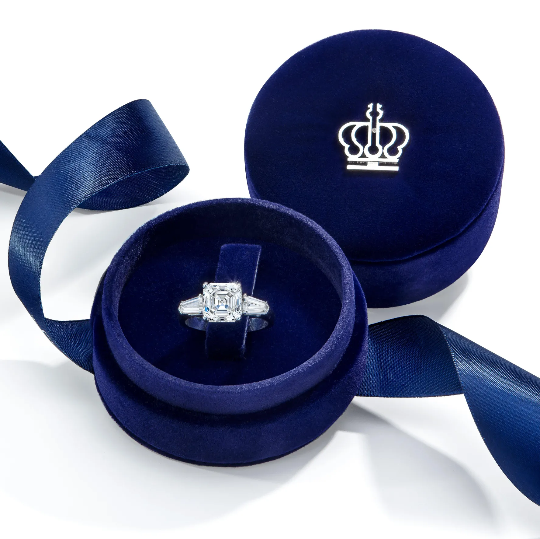 Royal Asscher Guinevere Platinum Diamond Royal Asscher Oval Cut Solitaire Ring