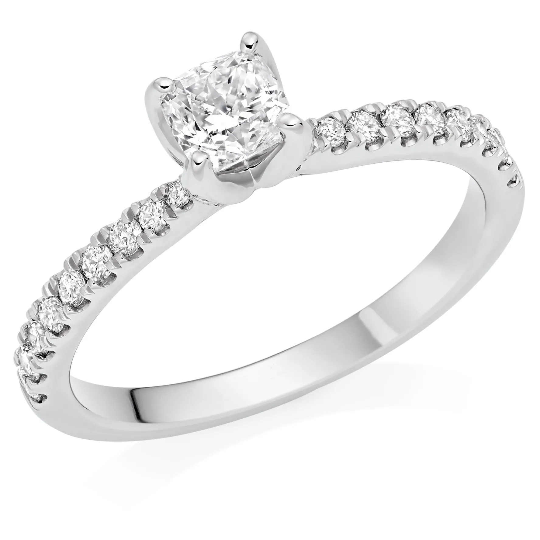 Royal Asscher Guinevere Platinum Diamond Royal Asscher Cushion Cut Solitaire Ring