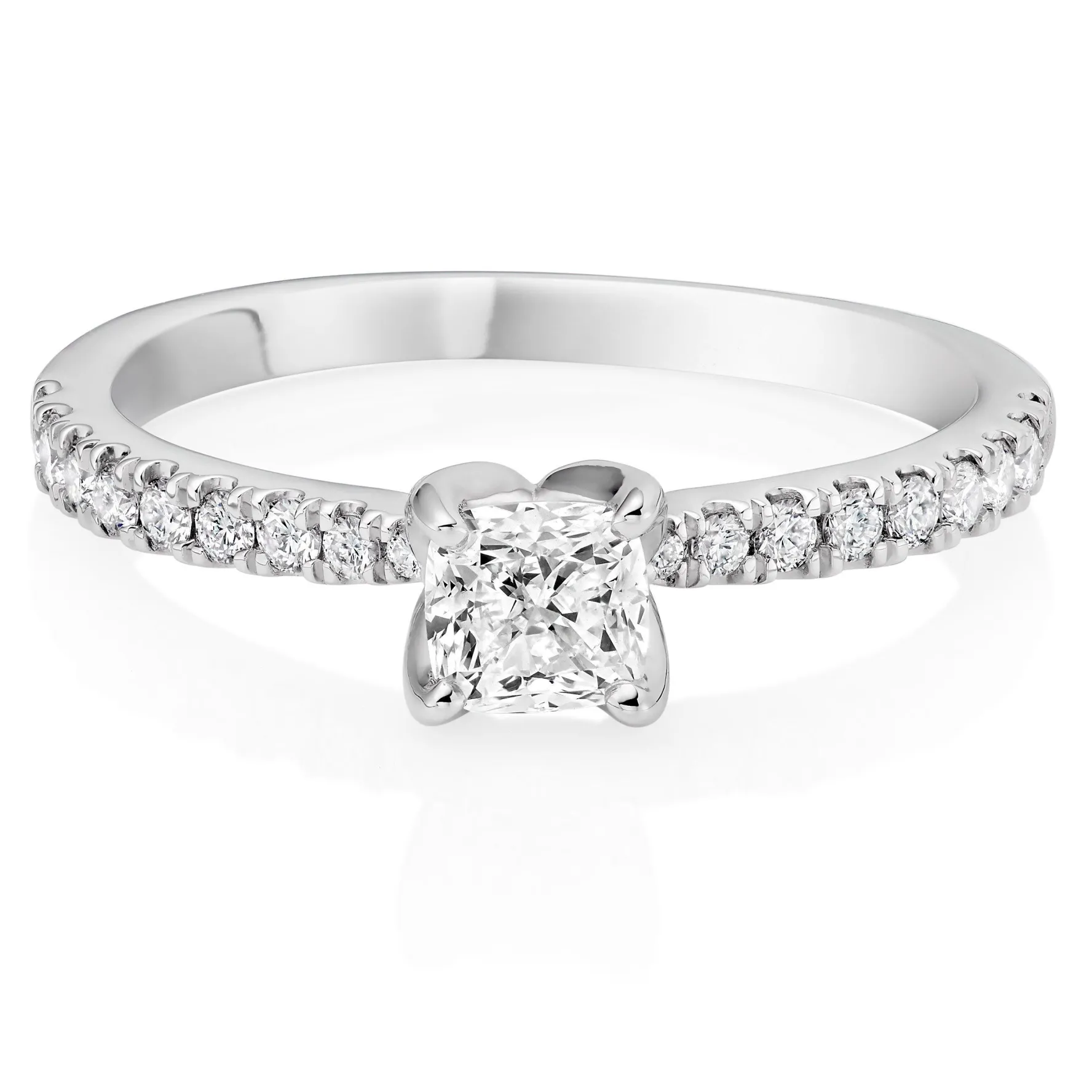 Royal Asscher Guinevere Platinum Diamond Royal Asscher Cushion Cut Solitaire Ring