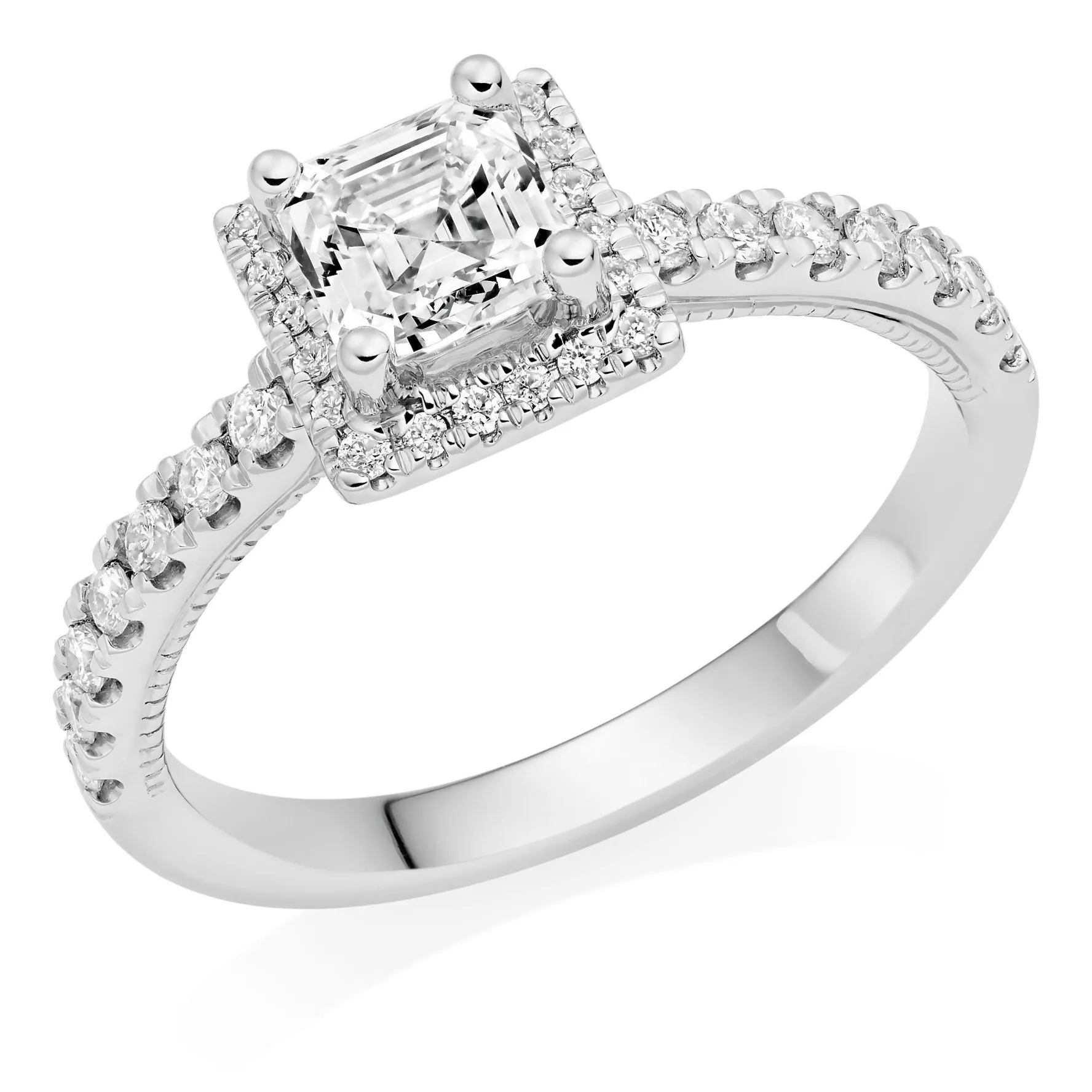Royal Asscher Mary Platinum Diamond Royal Asscher Cut Halo Ring