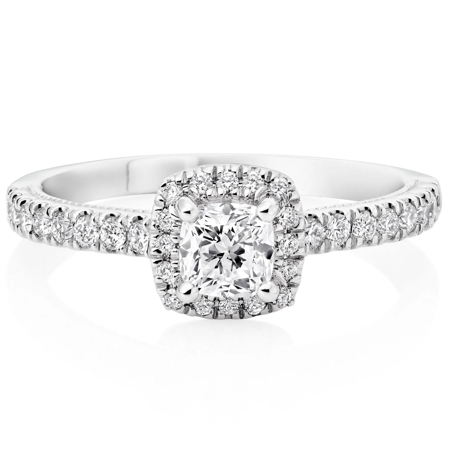 Royal Asscher Natalia Platinum Diamond Royal Asscher Cushion Cut Halo Ring