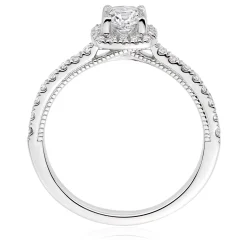 Royal Asscher Natalia Platinum Diamond Royal Asscher Cushion Cut Halo Ring