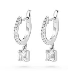 Royal Asscher Platinum Rose Royal Asscher Cut Diamond Drop Earrings