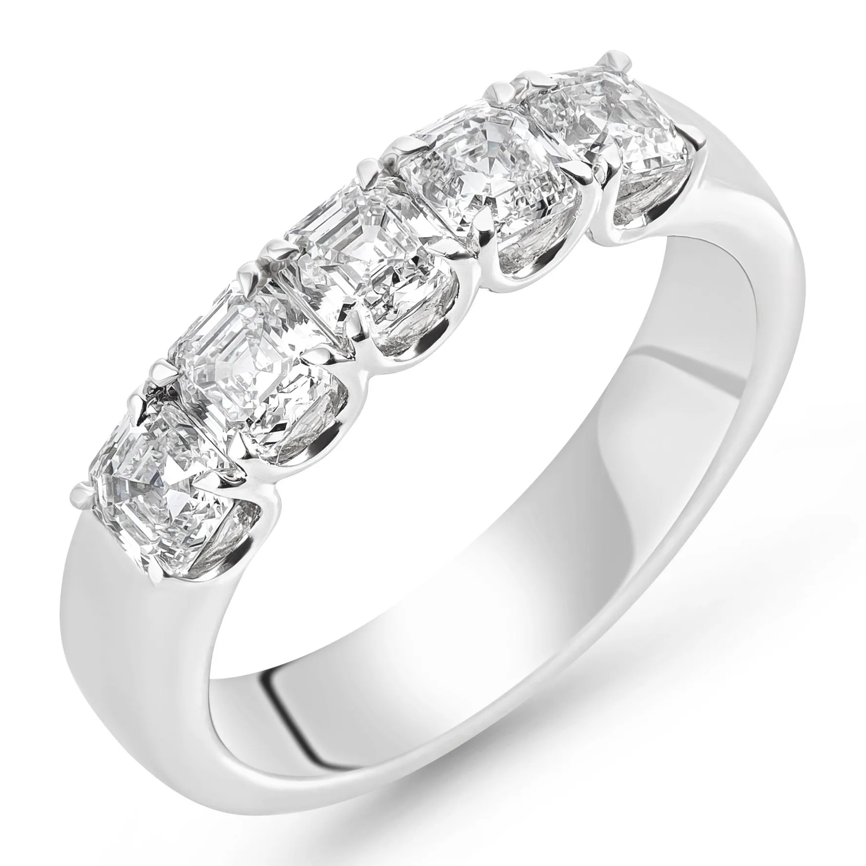 Royal Asscher Platinum Royal Asscher Cut Diamond Half Eternity Ring