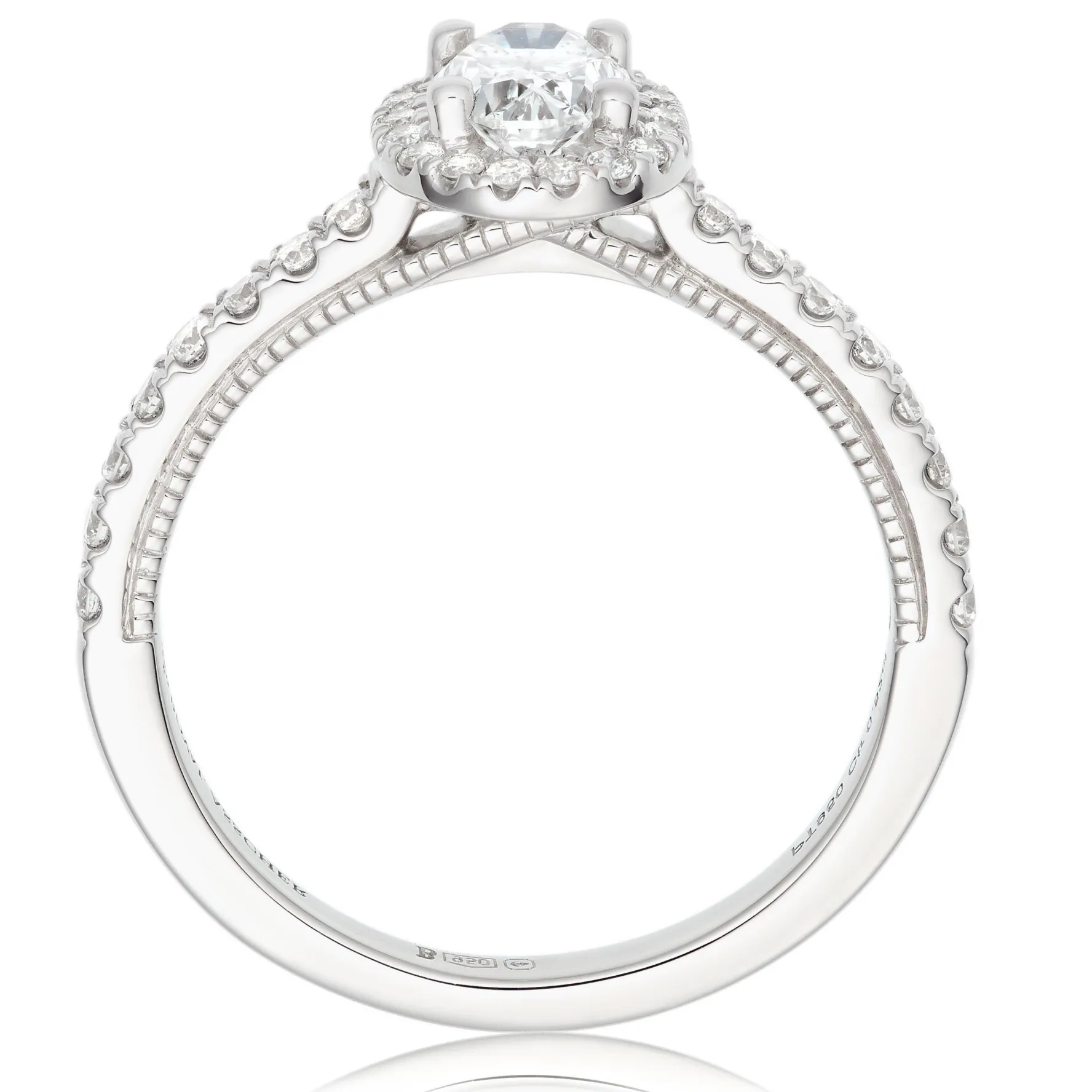 Royal Asscher Yasmin Platinum Diamond Royal Asscher Oval Cut Halo Ring