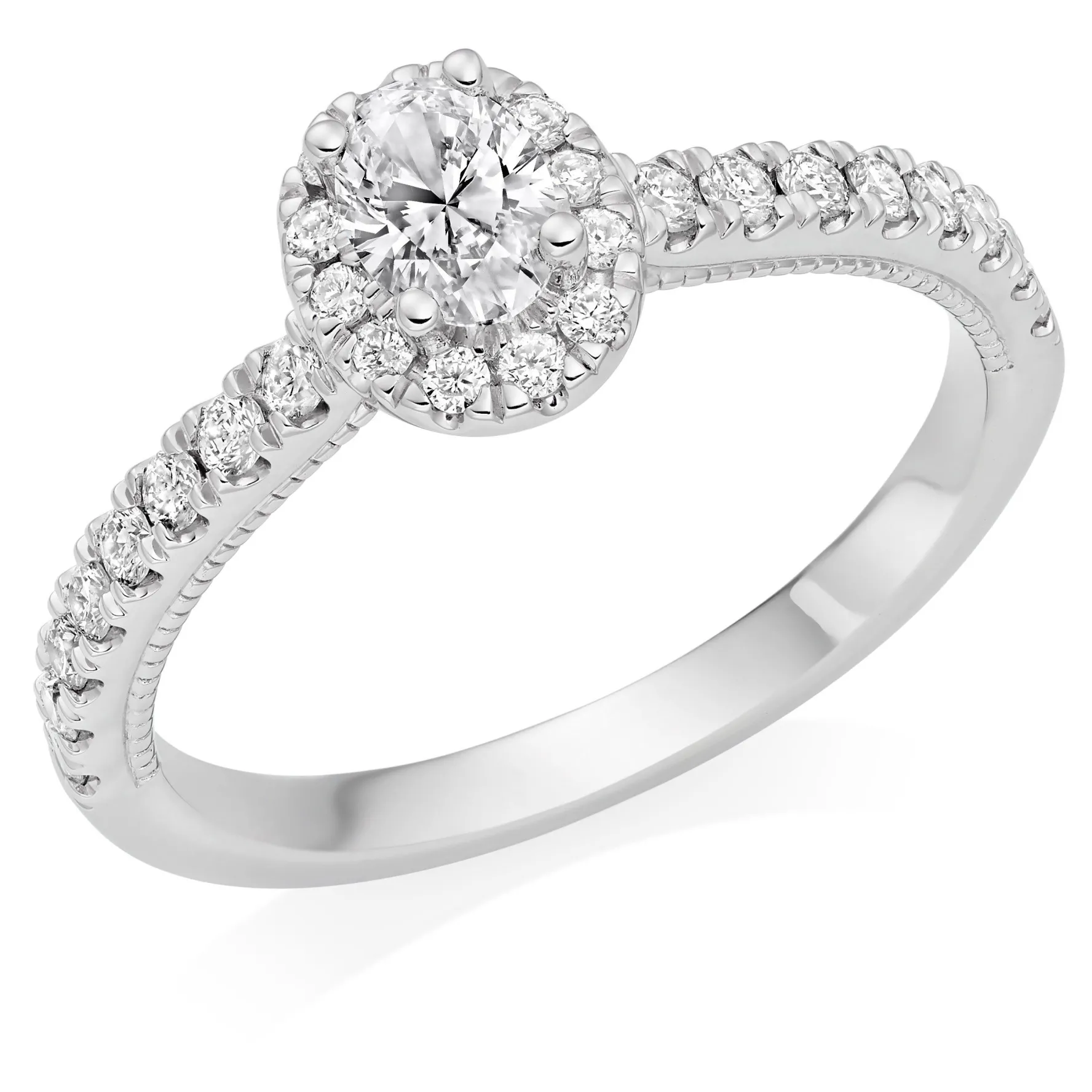 Royal Asscher Yasmin Platinum Diamond Royal Asscher Oval Cut Halo Ring