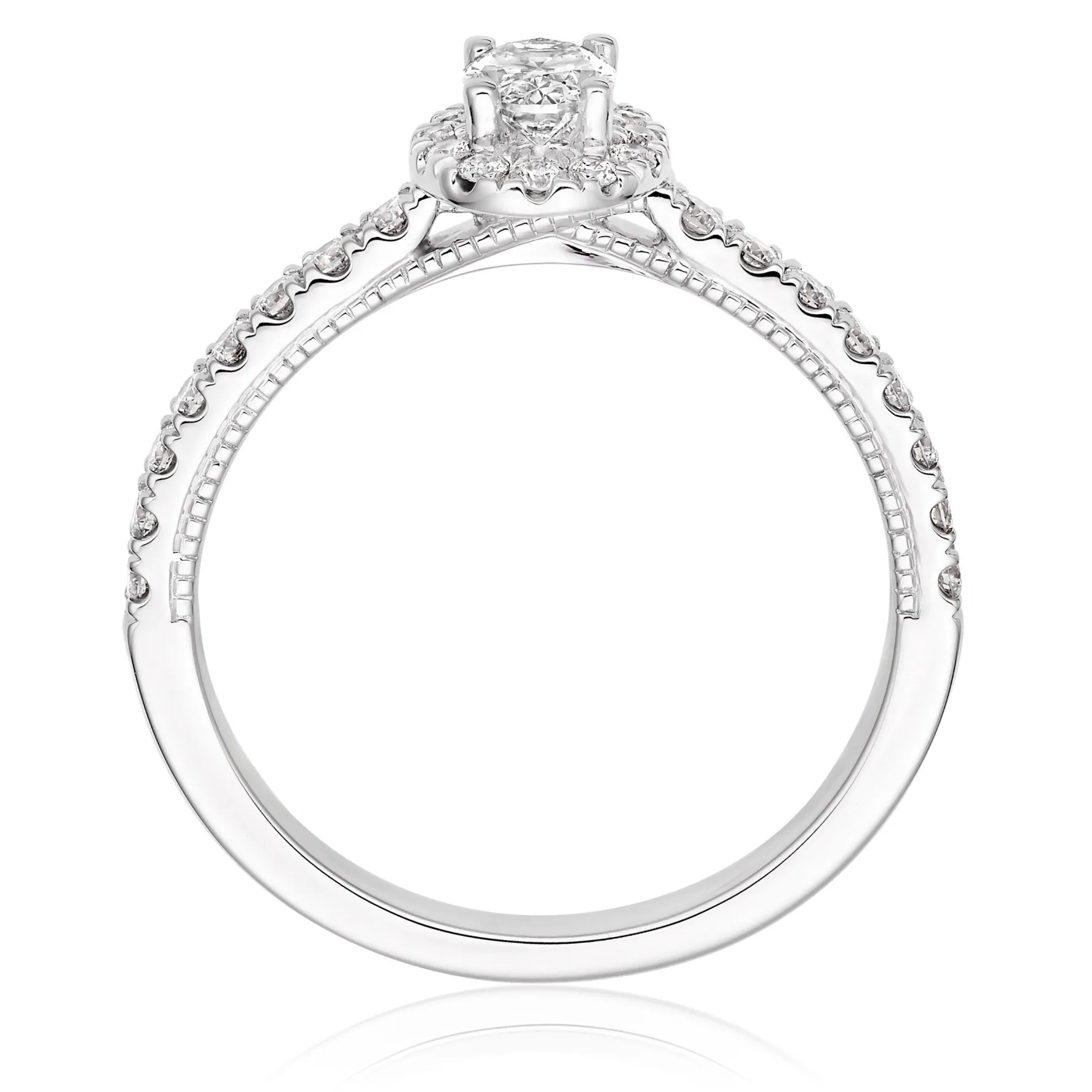 Royal Asscher Yasmin Platinum Diamond Royal Asscher Oval Cut Halo Ring