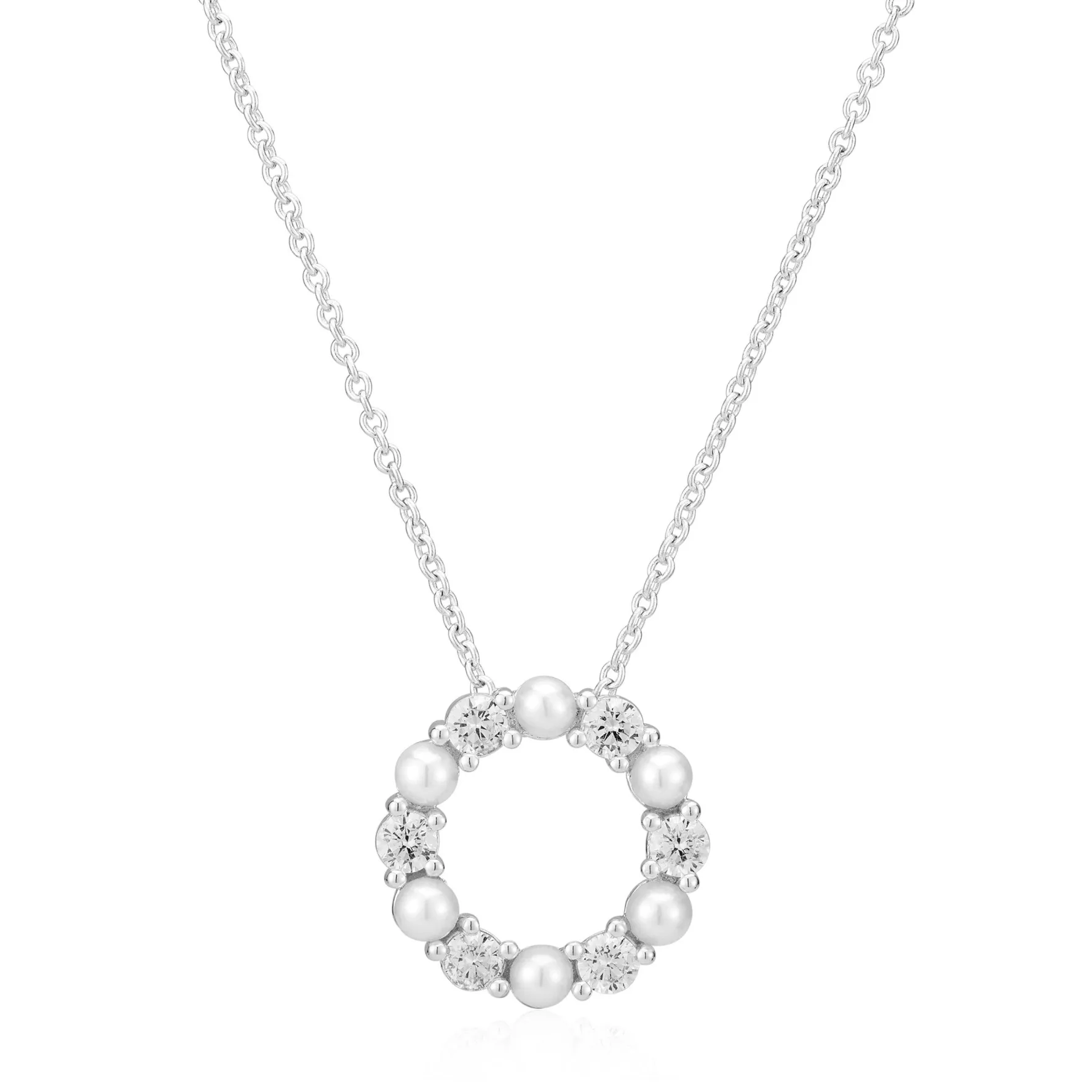 Sif Jakobs Biella Perla Silver Cubic Zirconia Freshwater Pearl Necklace