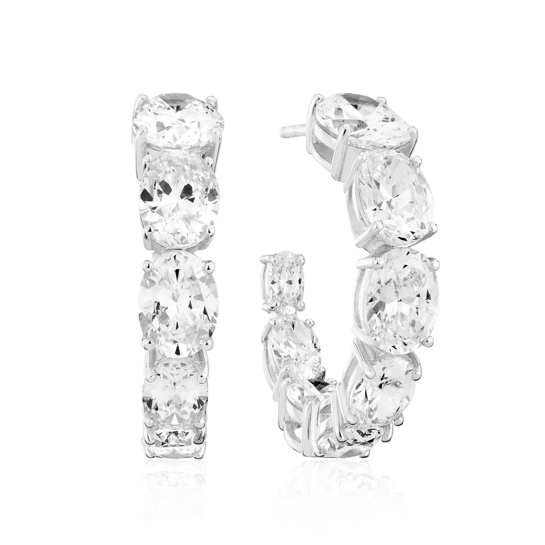 Sif Jakobs Creolo Grande Silver Cubic Zirconia Hoop Earrings