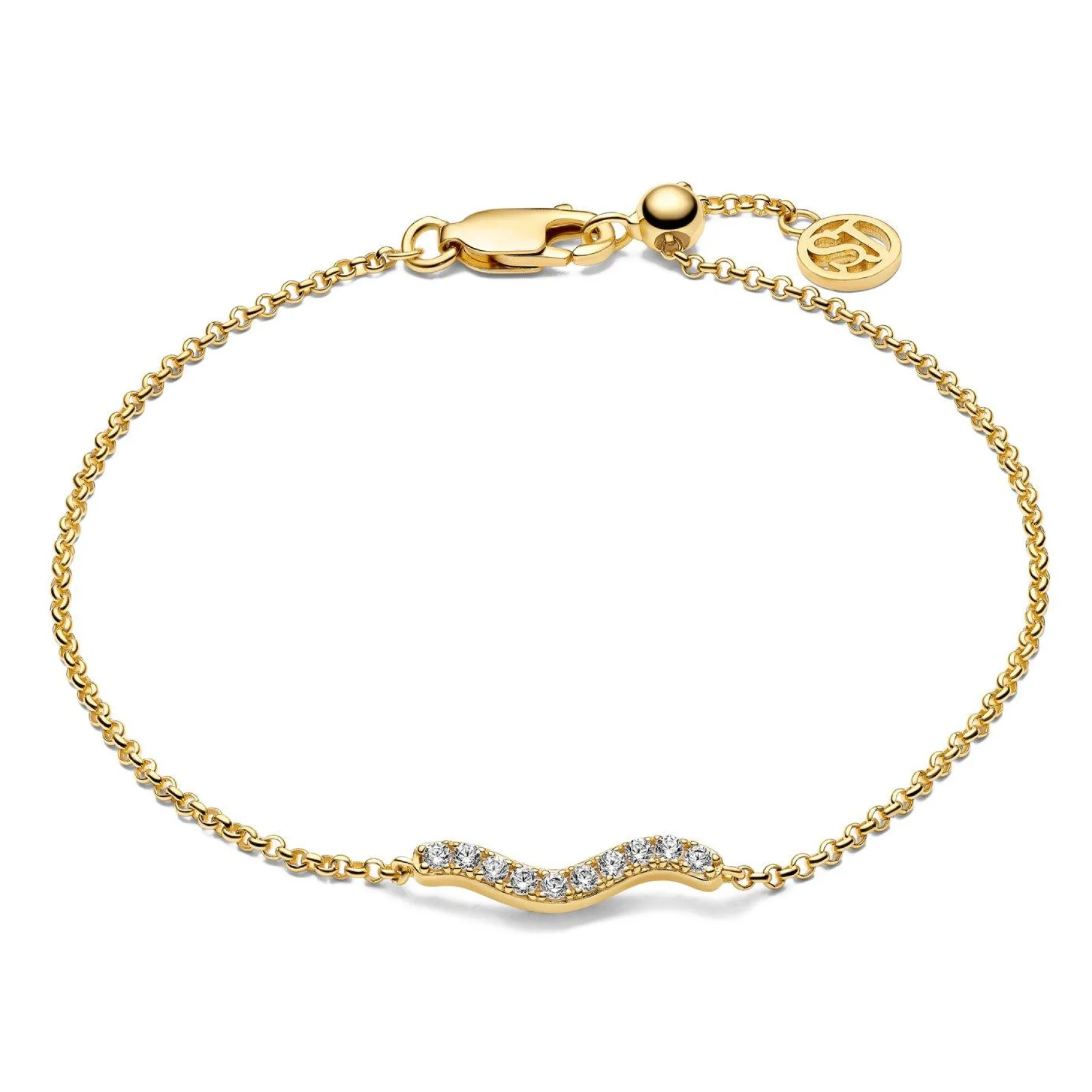 Sif Jakobs Ellera Waves 18ct Yellow Gold Plated Cubic Zirconia Bracelet