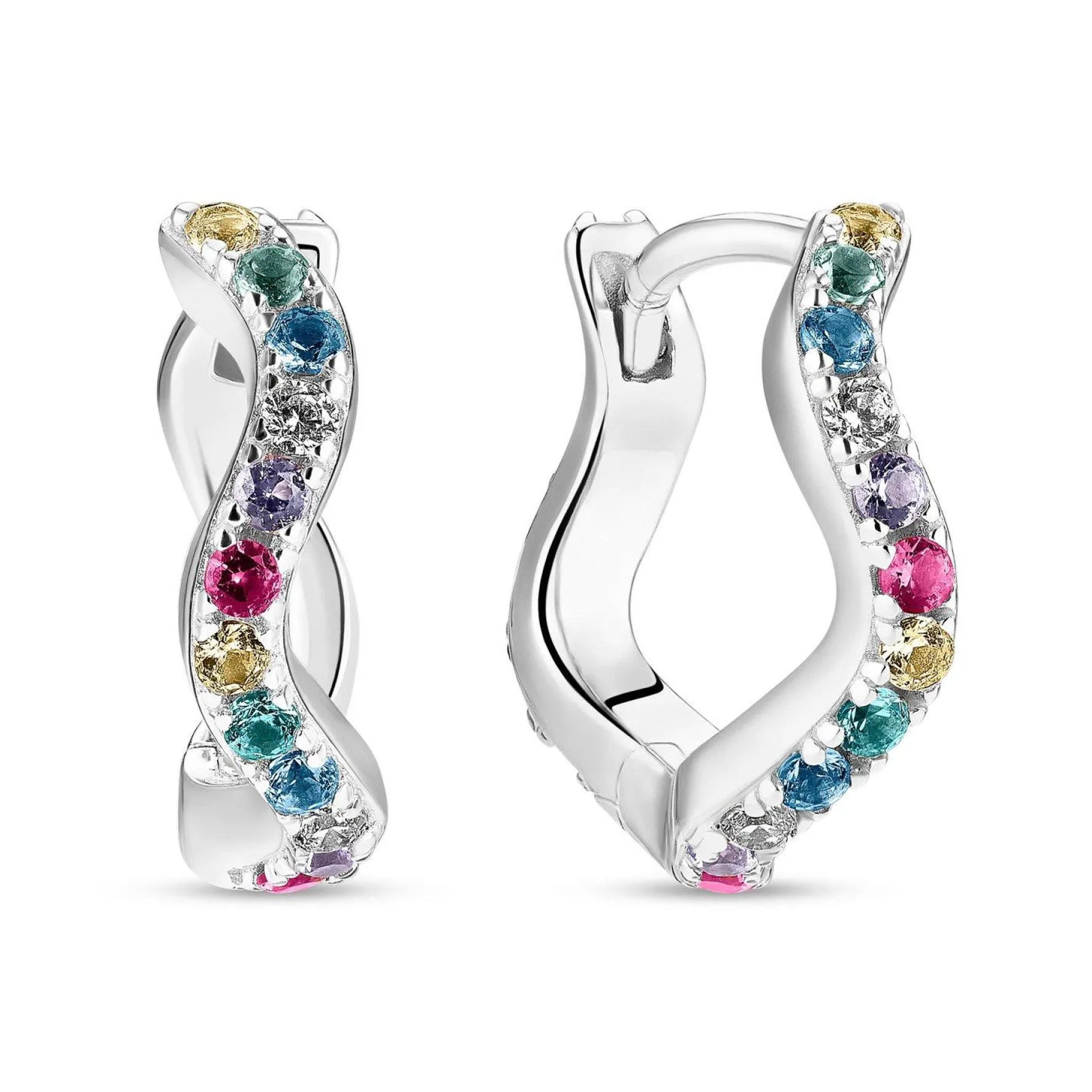 Sif Jakobs Ellera Waves Silver Cubic Zirconia Hoop Earrings