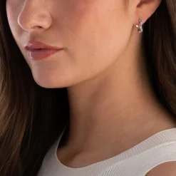 Sif Jakobs Ellera Waves Silver Cubic Zirconia Hoop Earrings