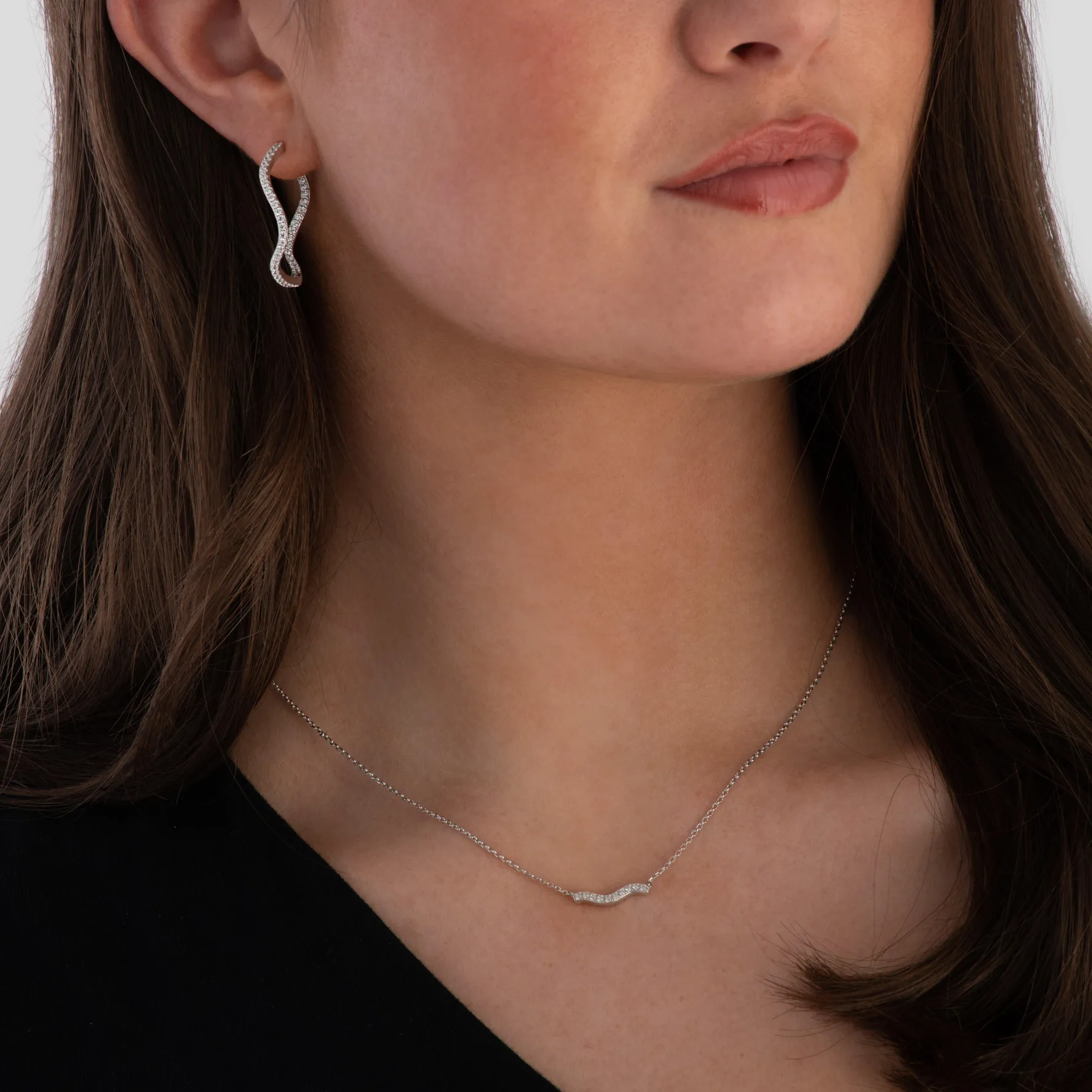 Sif Jakobs Ellera Waves Silver Cubic Zirconia Necklace