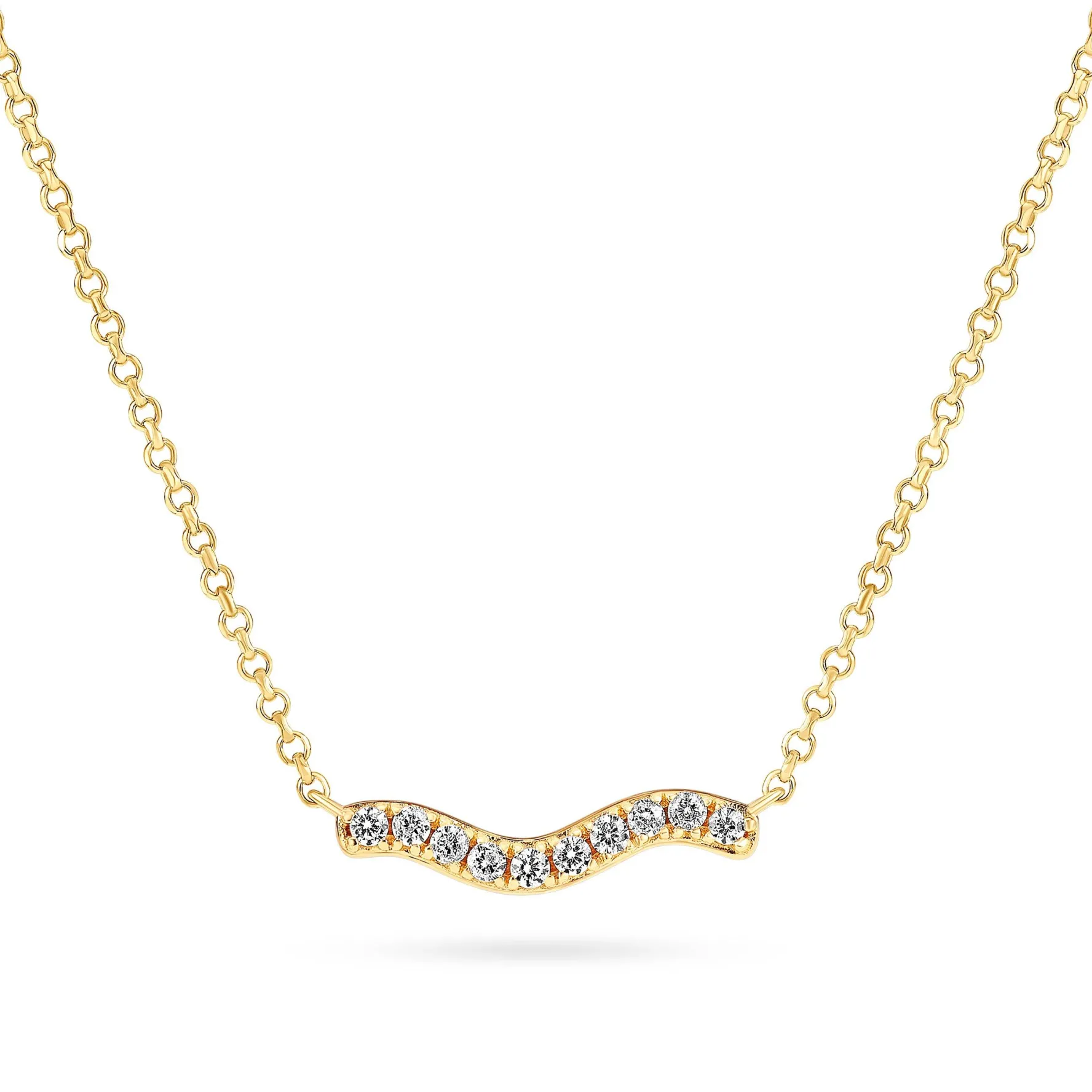 Sif Jakobs Ellera Waves Yellow Gold Plated Cubic Zirconia Necklace