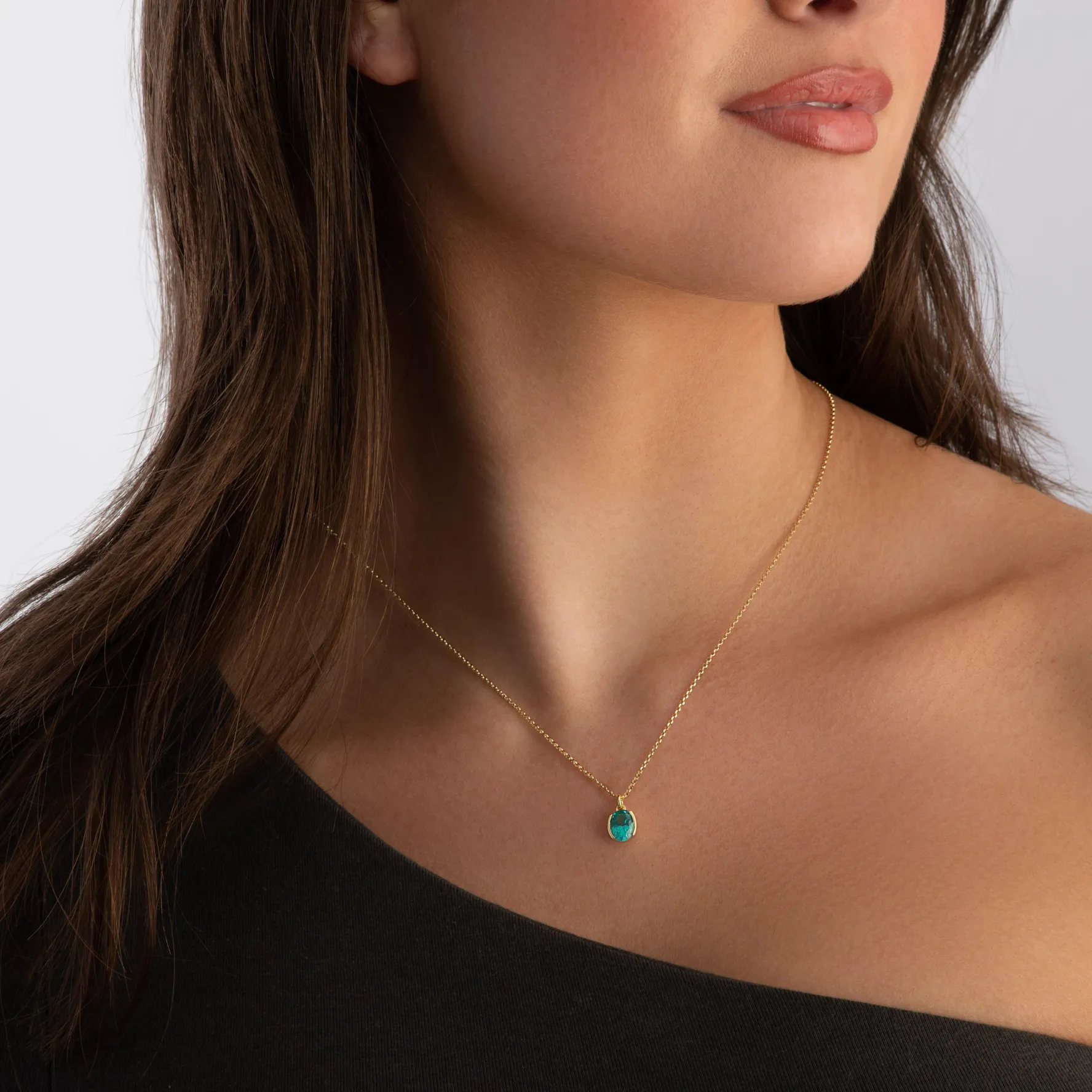 Sif Jakobs Ellisse Carezza Yellow Gold Plated Turquoise Cubic Zirconia Pendant