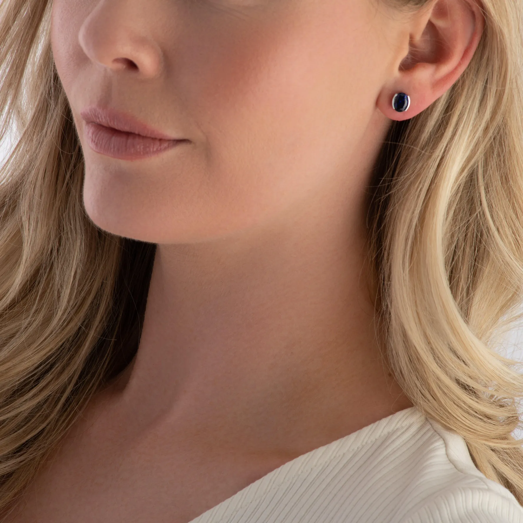 Sif Jakobs Ellisse Carezza Silver Blue Cubic Zirconia Stud Earrings