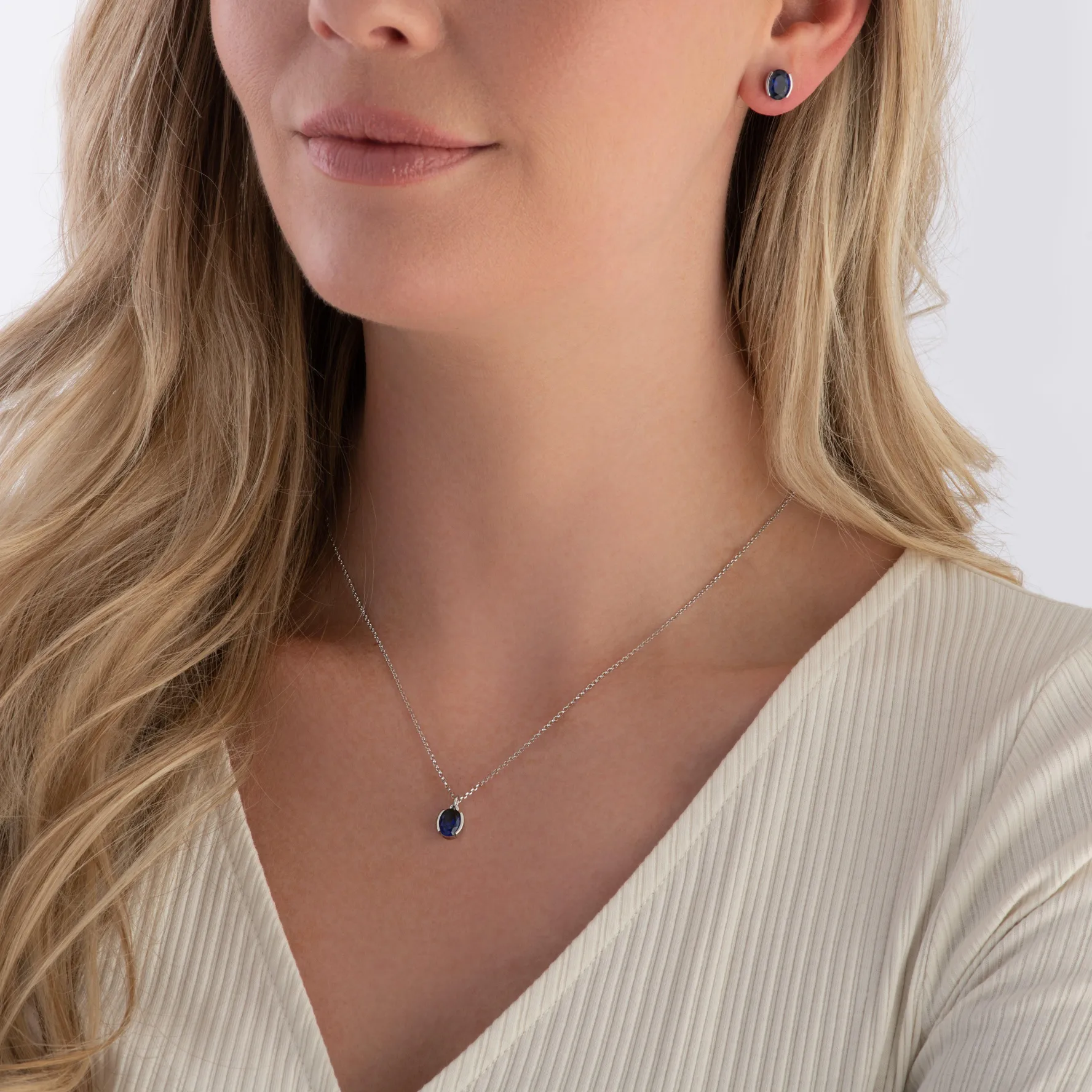 Sif Jakobs Ellisse Carezza Silver Blue Cubic Zirconia Stud Earrings
