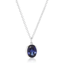 Sif Jakobs Ellisse Carezza Silver Blue Cubic Zirconia Pendant